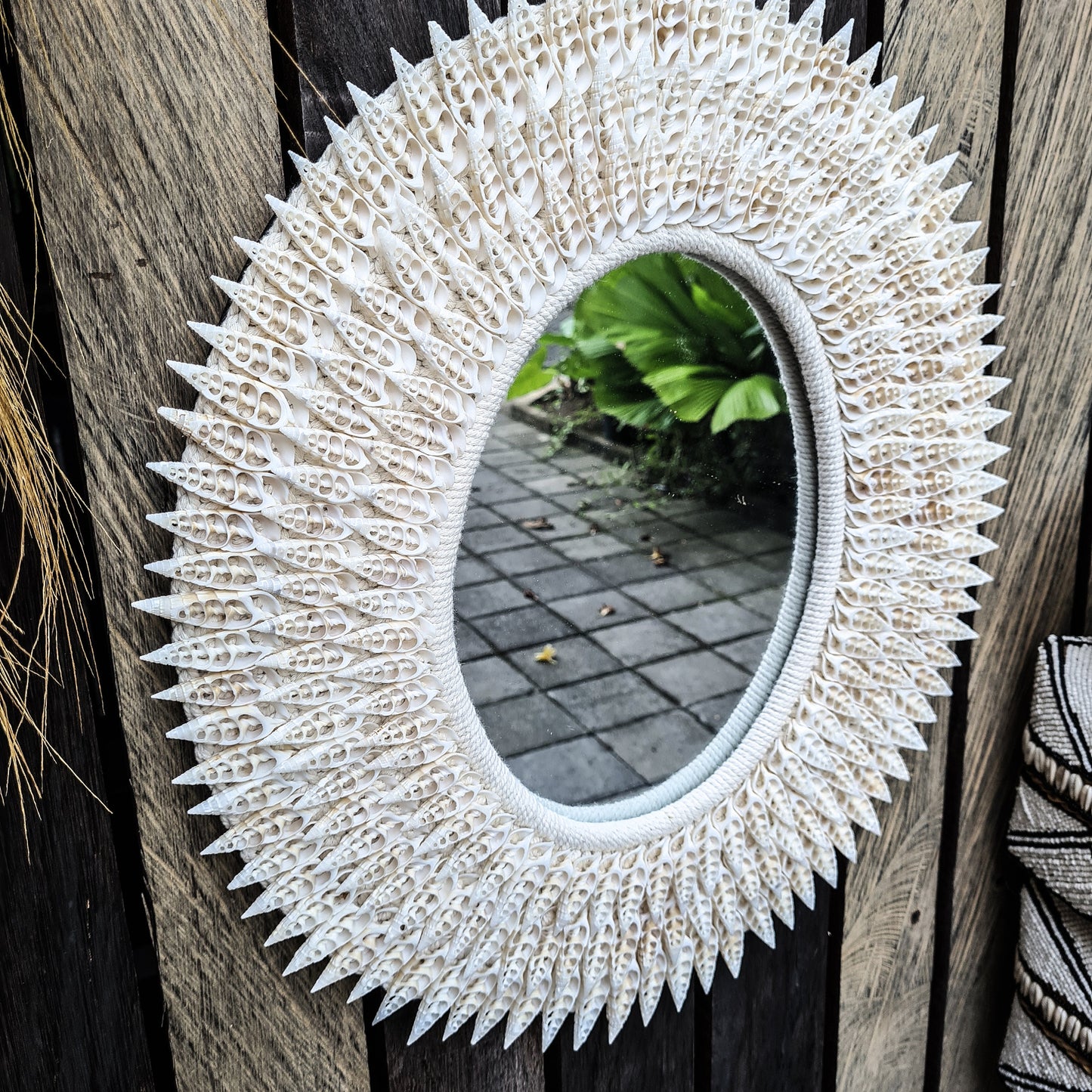 Shell mirror 50x45cm boho decoration made from sea shells bohemian mirror wall decor wall hangings shells macrame decor