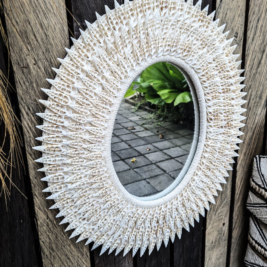 Shell mirror 50x45cm boho decoration made from sea shells bohemian mirror wall decor wall hangings shells macrame decor