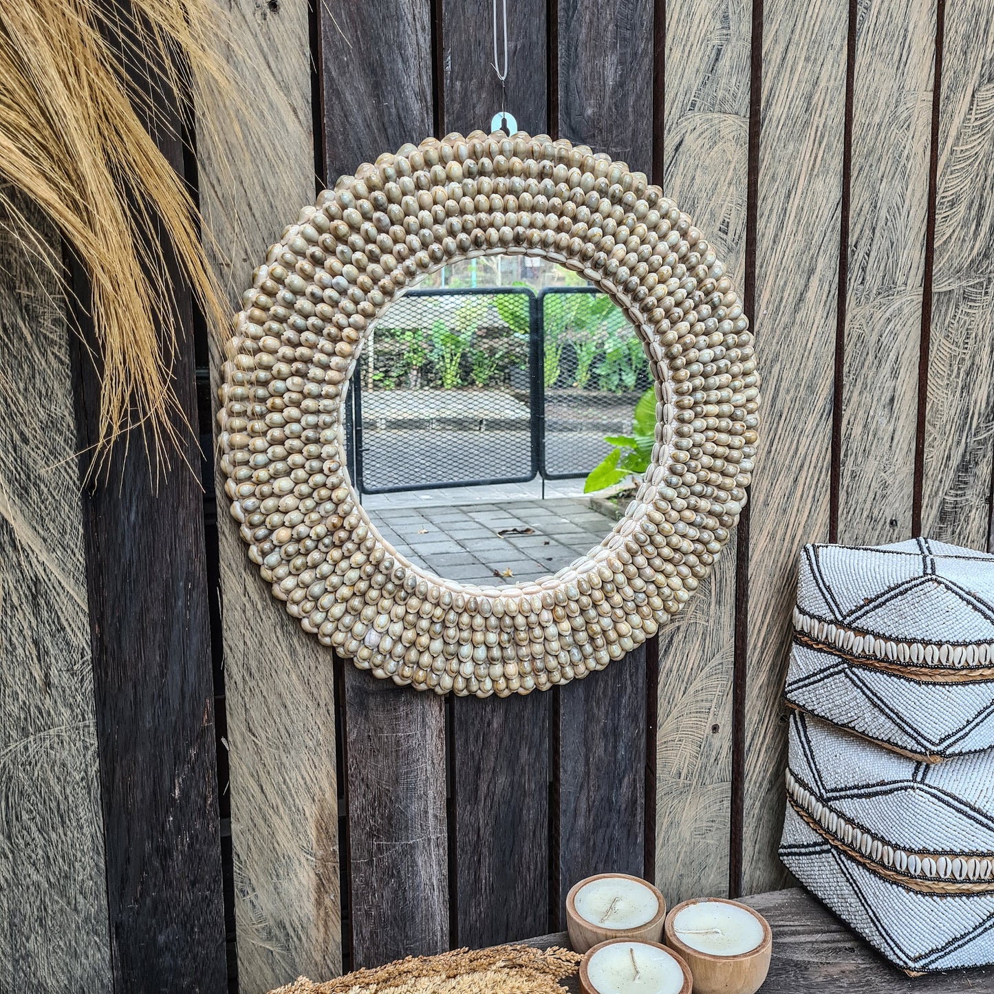 Shell mirror 47cm boho decoration made from sea shells bohemian mirror wall decor wall hangings shells decor