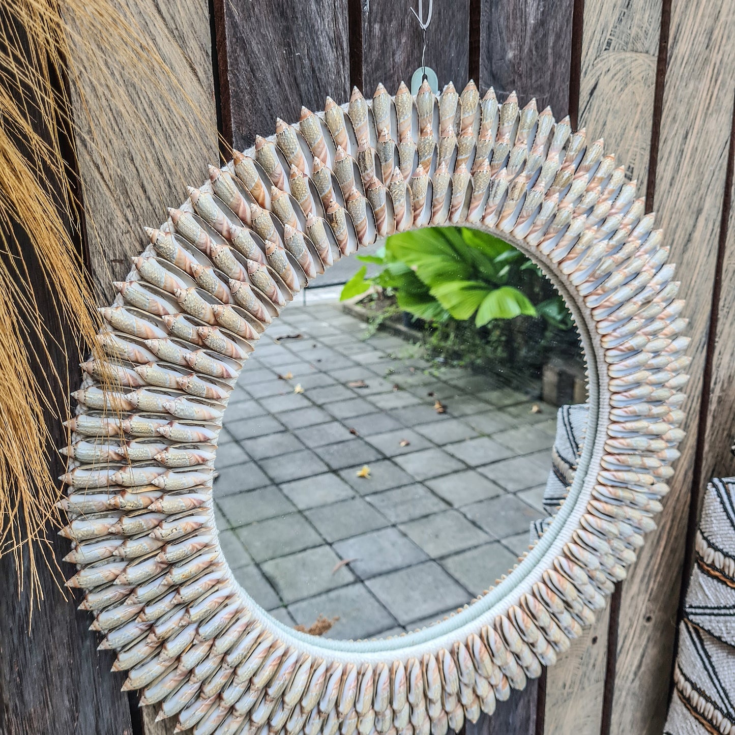 Shell mirror 55cm boho decoration made from long sea shells bohemian mirror wall decor wall hangings shells decor