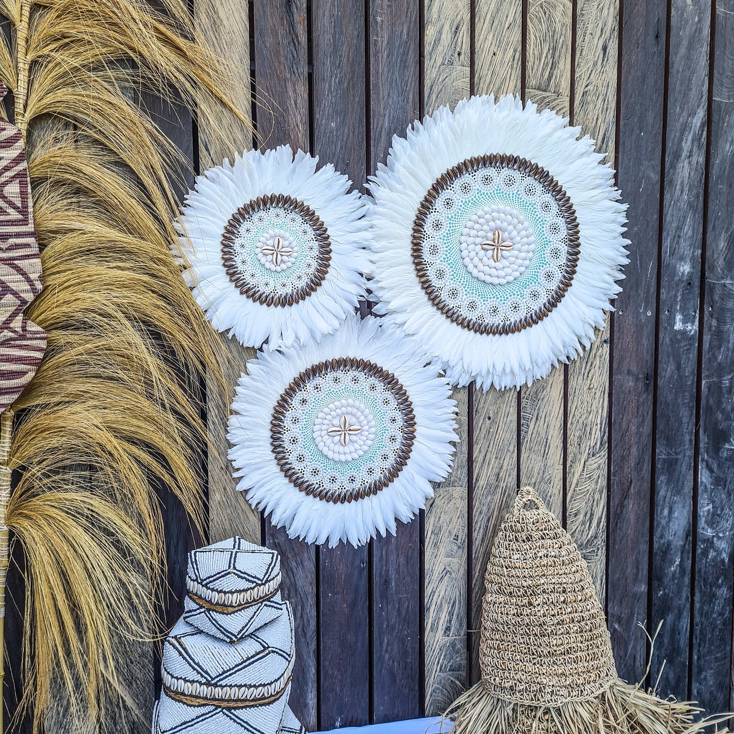Juju set 30 40 50cm wall decor feather decoration wall hangings wall baskets jujuhat wall installation boho decor
