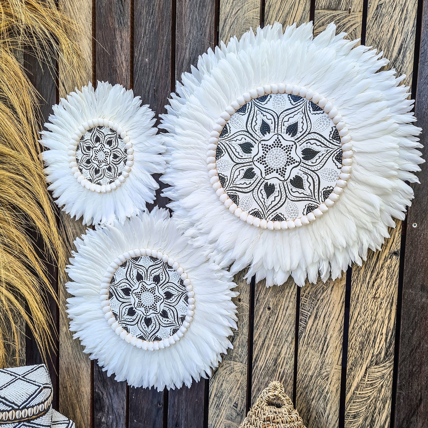 Juju set 30 40 50cm feather decoration wall decals wall decor wall hangings wall baskets jujuhat wall installation boho decor