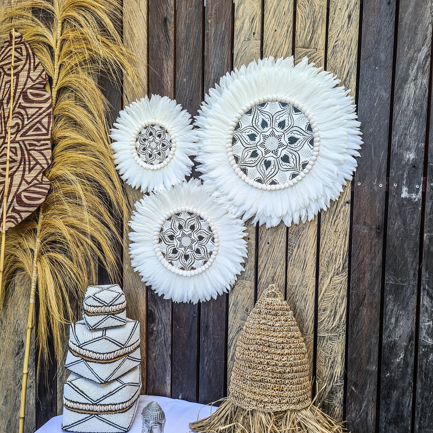 Juju set 30 40 50cm feather decoration wall decals wall decor wall hangings wall baskets jujuhat wall installation boho decor
