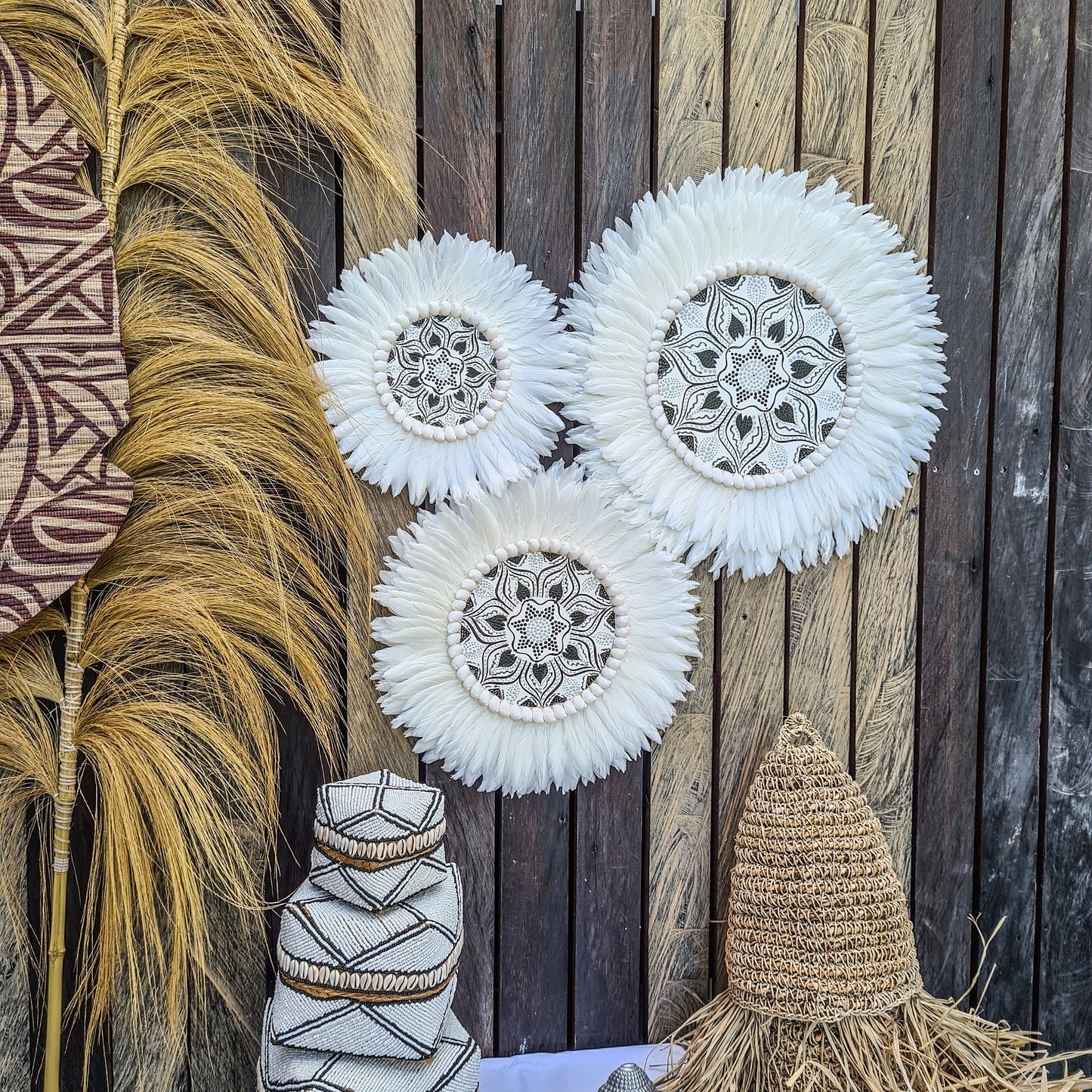 Juju set 30 40 50cm feather decoration wall decals wall decor wall hangings wall baskets jujuhat wall installation boho decor