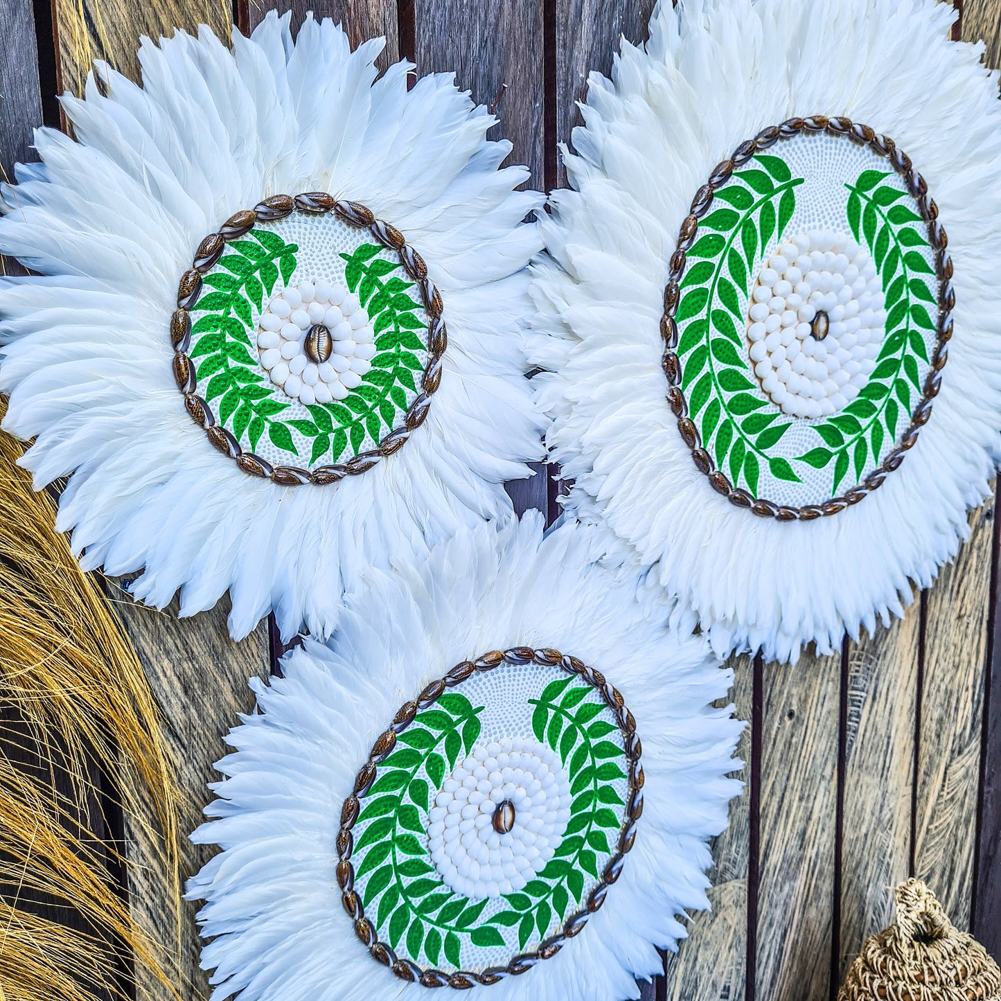 Juju set 30 40 50cm green paint feather decoration wall decals wall decor wall hangings wall baskets jujuhat wall installation boho decor
