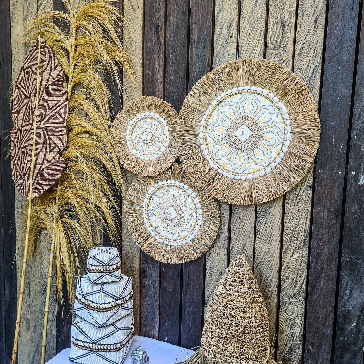 Wall juju 30 40 50cm yellow gray rafia decor wall installation wall hangings baskets boho decor wall decoration