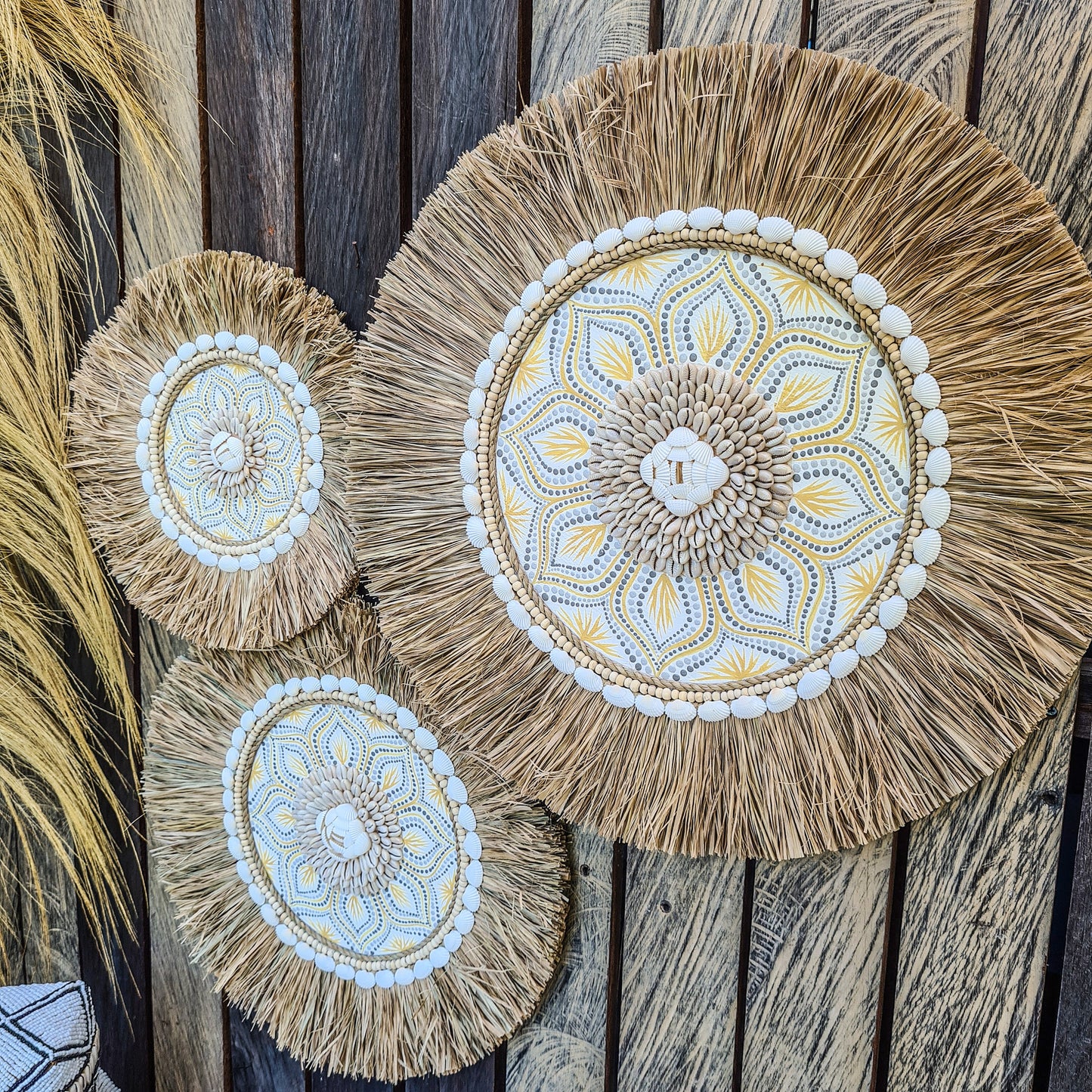 Wall juju 30 40 50cm yellow gray rafia decor wall installation wall hangings baskets boho decor wall decoration