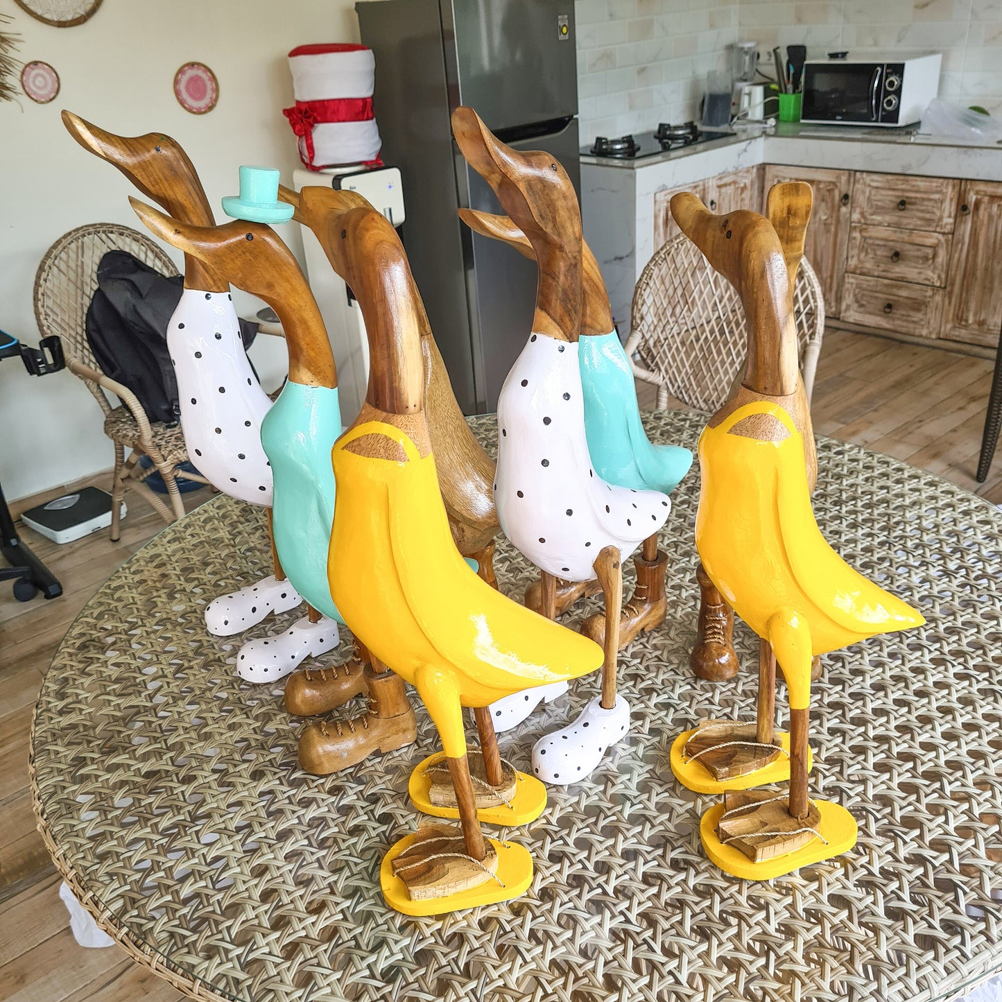 Set 2pcs Wooden duck 65cm bamboo ducky interior toys decoration wooden animals boho ducks table decoration wooden toys decor