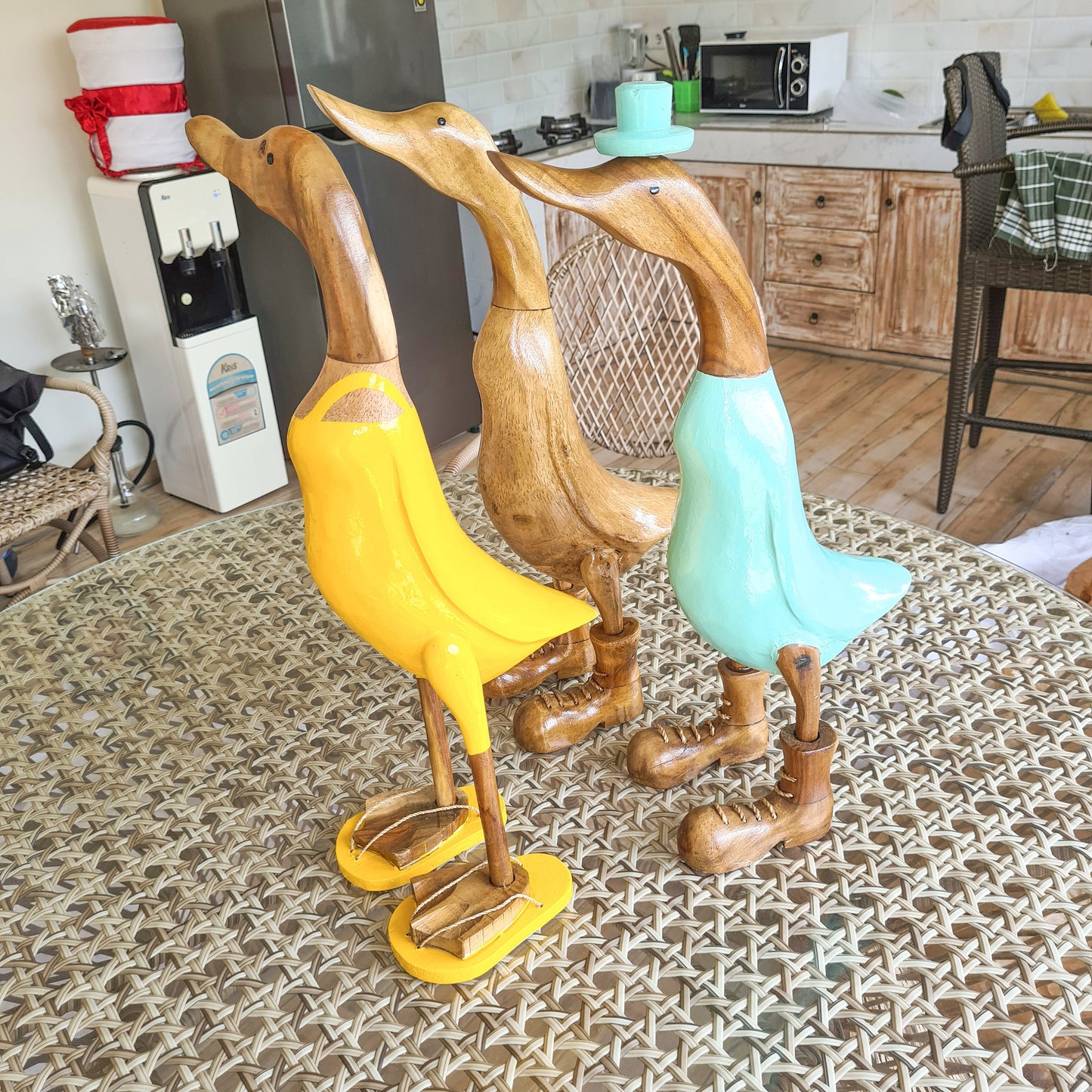 Set 2pcs Wooden duck 65cm bamboo ducky interior toys decoration wooden animals boho ducks table decoration wooden toys decor