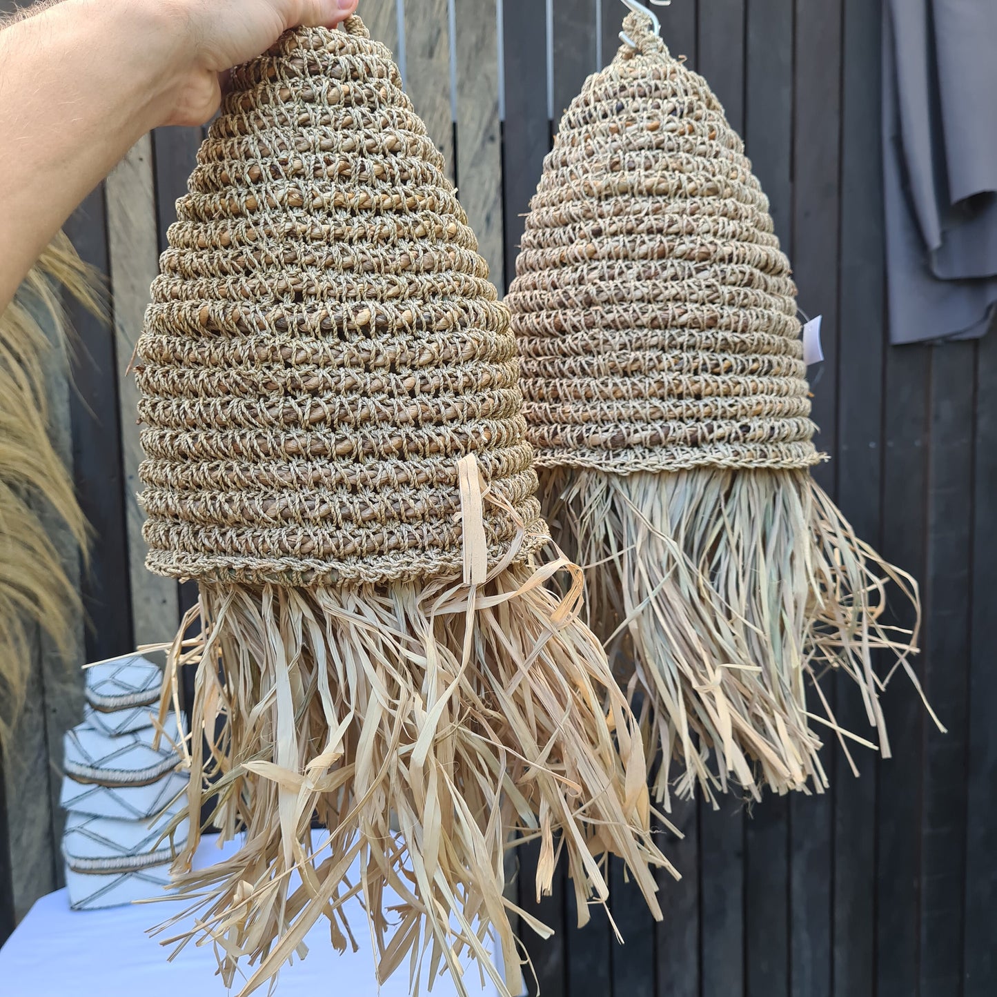 Wicker lampshade 20x25cm seagrass boho decor pendant lamp chandelier woven decor lighting eco decor bali style