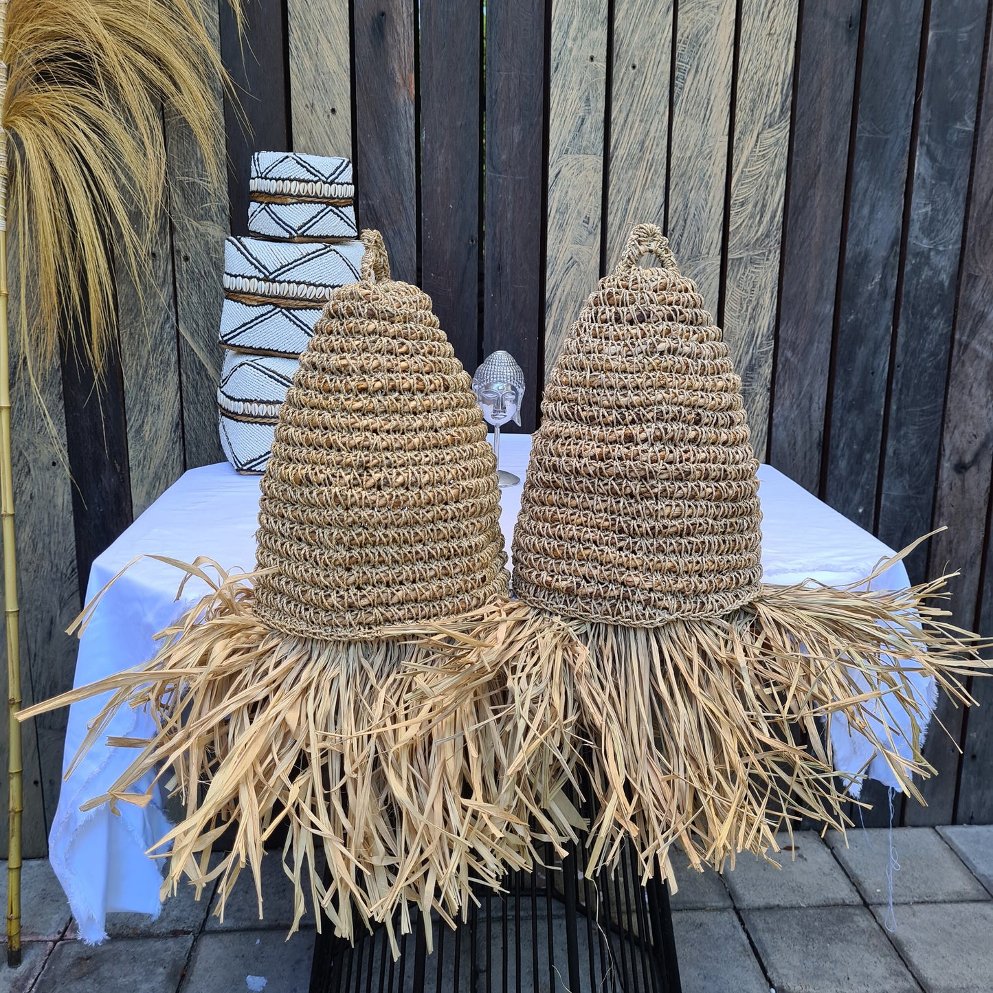 Wicker lampshade 20x25cm seagrass boho decor pendant lamp chandelier woven decor lighting eco decor bali style