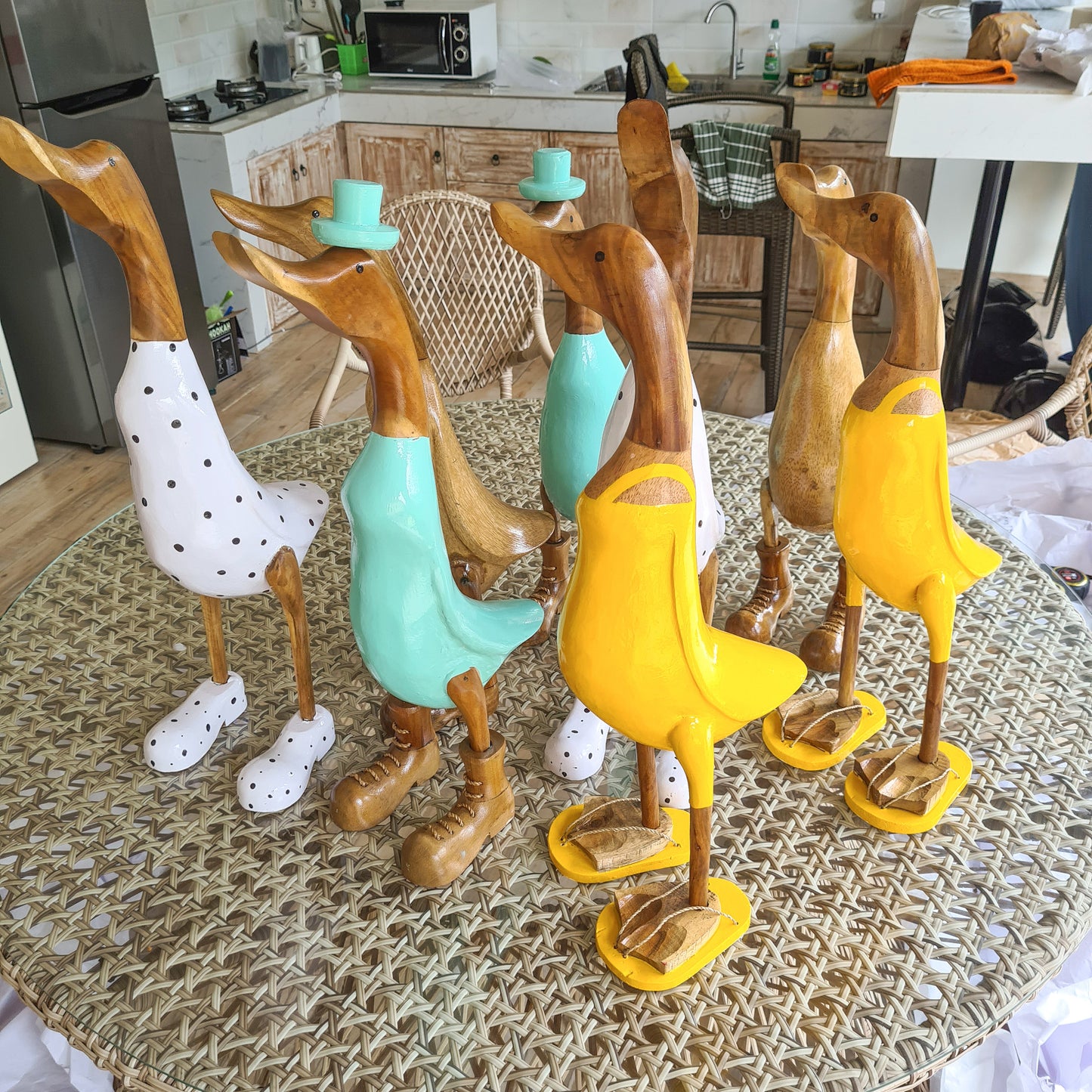 Set 2pcs Wooden duck 65cm wooden toys decor wooden animals bamboo ducky interior toys decoration boho ducks table decoration wood figurines