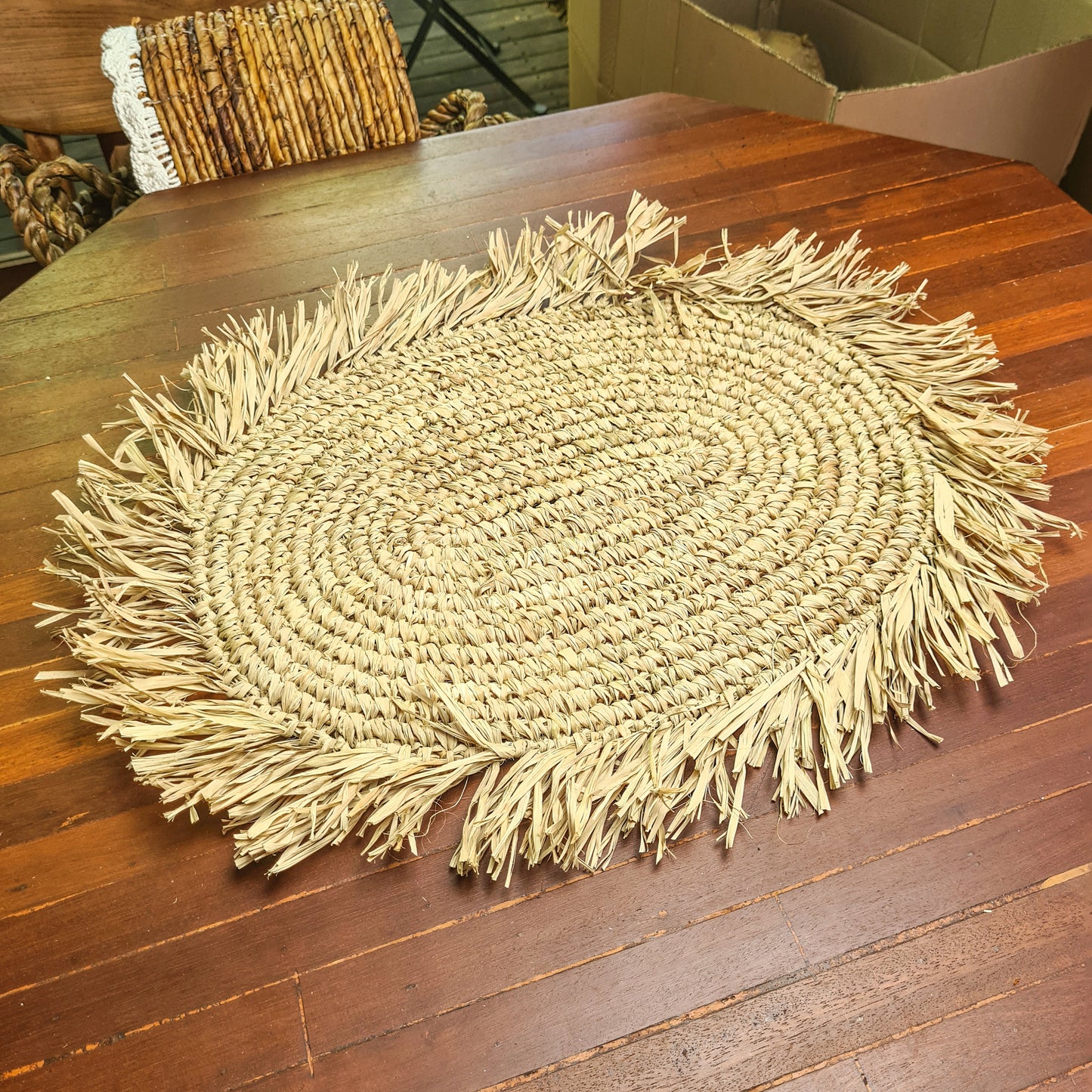 Wicker placemats napkin 30x45cm oval woven decor eco designe hand made palm rafia leaf boho style bali style serviette overlay placemat