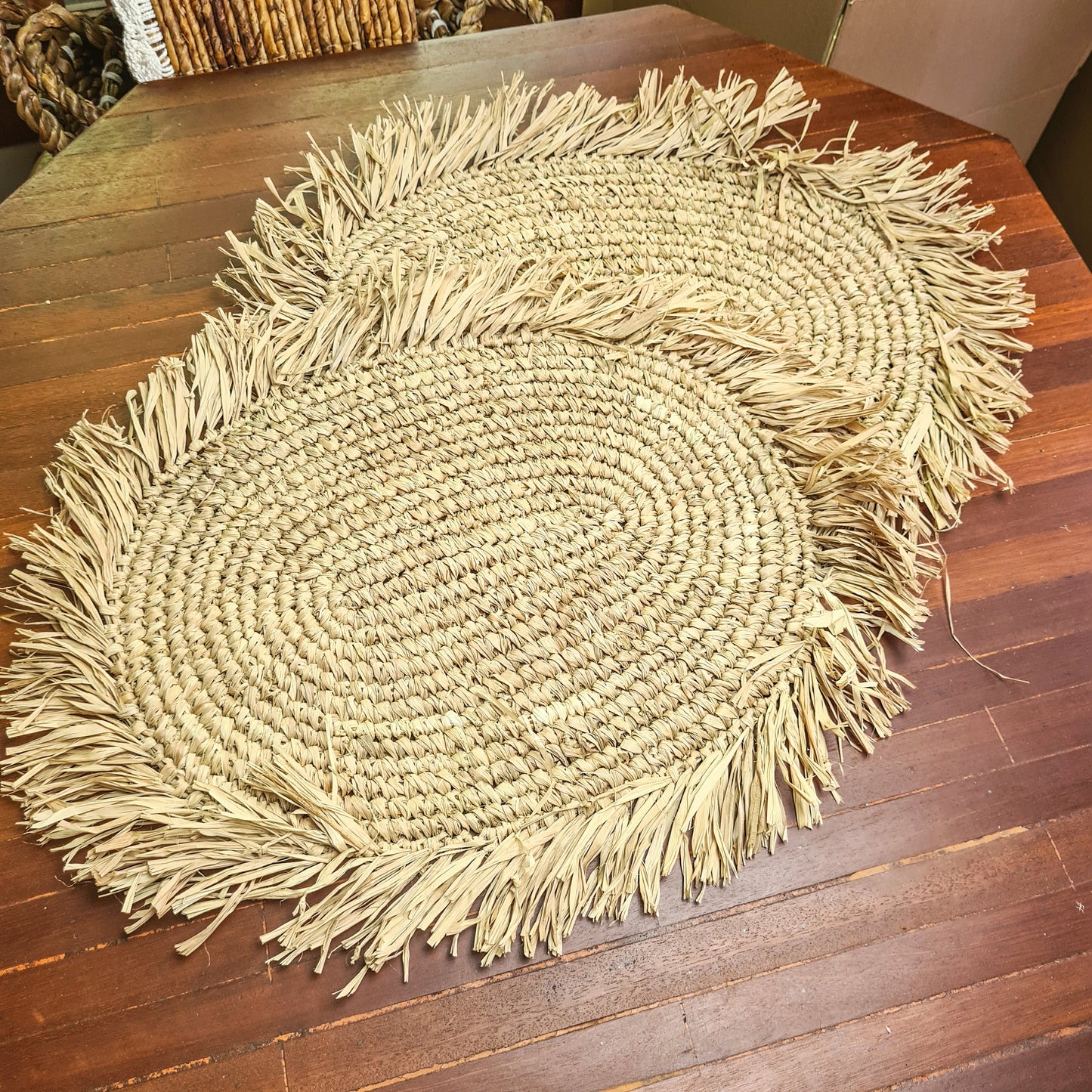 Wicker placemats napkin 30x45cm oval woven decor eco designe hand made palm rafia leaf boho style bali style serviette overlay placemat