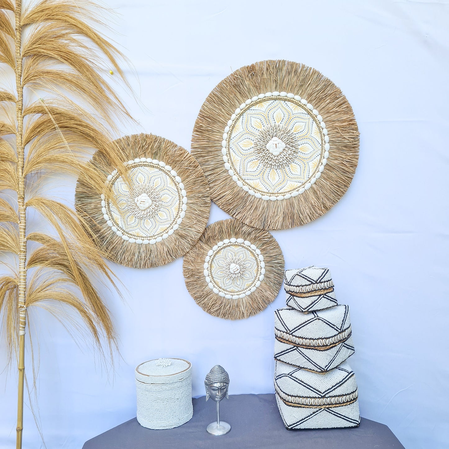 Wall juju 30 40 50cm yellow gray rafia decor wall installation wall hangings baskets boho decor wall decoration