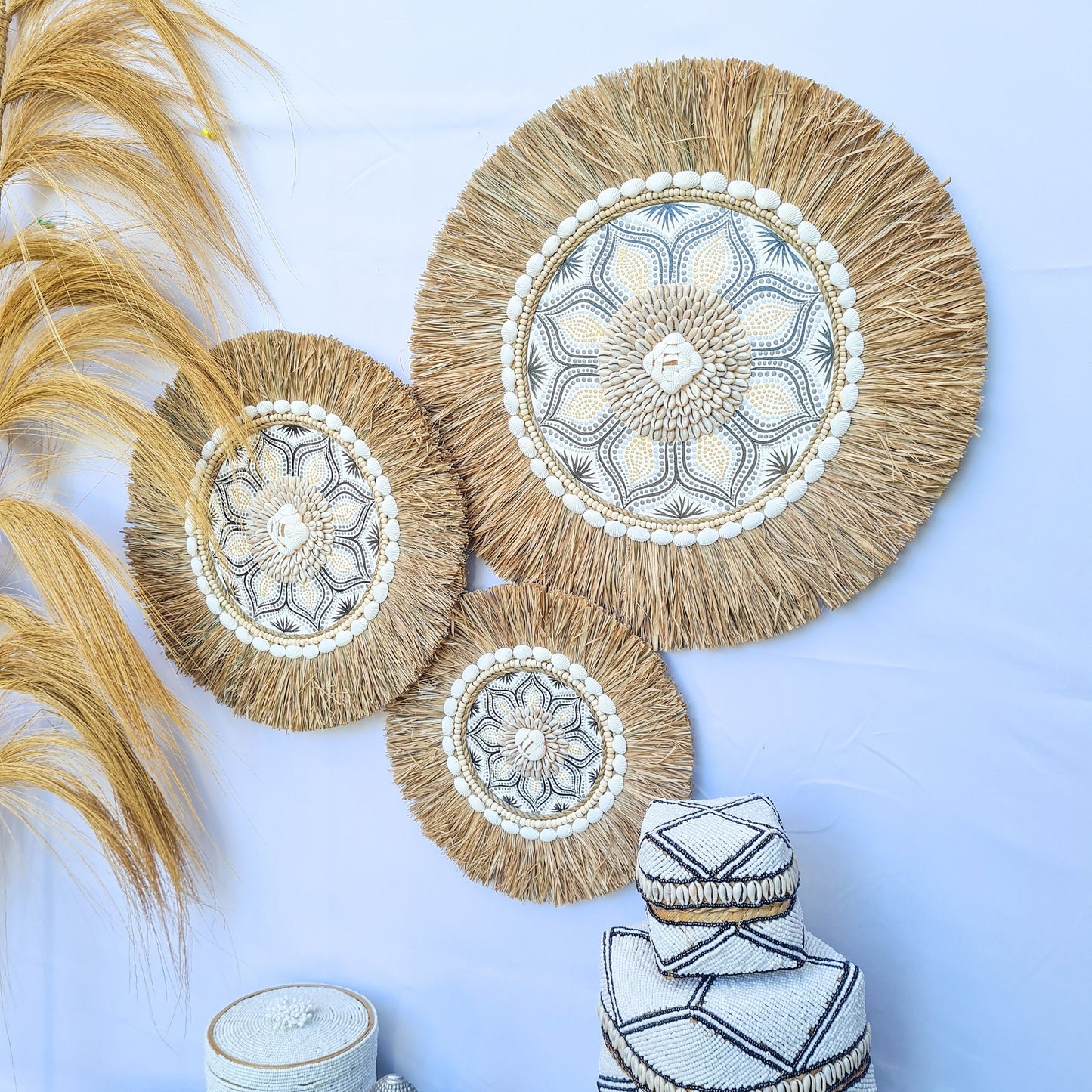 Wall juju 30 40 50cm yellow black rafia decor wall installation wall hangings baskets boho decor wall decoration
