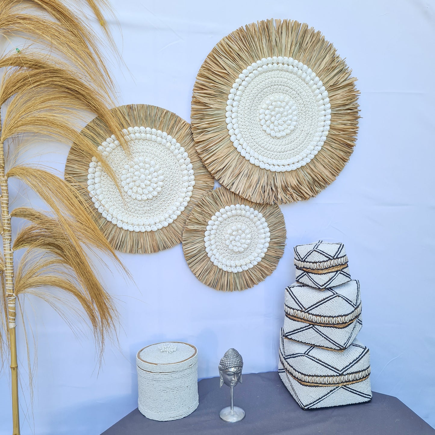 Juju rafia set 3 wall decor 30, 40, 50cm jujuhat eco decor wall hangings boho decor wall decoration wall basket macrame