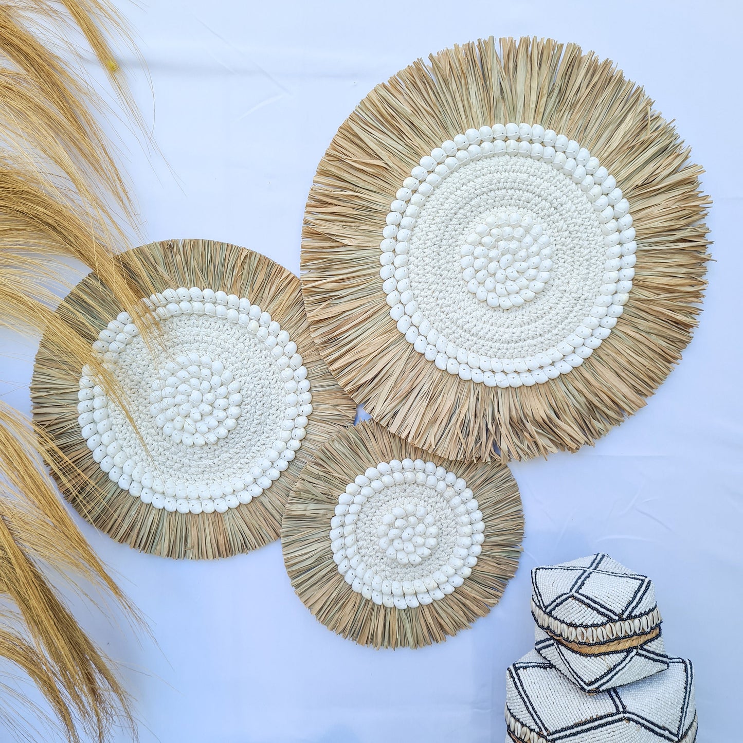 Juju rafia set 3 wall decor 30, 40, 50cm jujuhat eco decor wall hangings boho decor wall decoration wall basket macrame