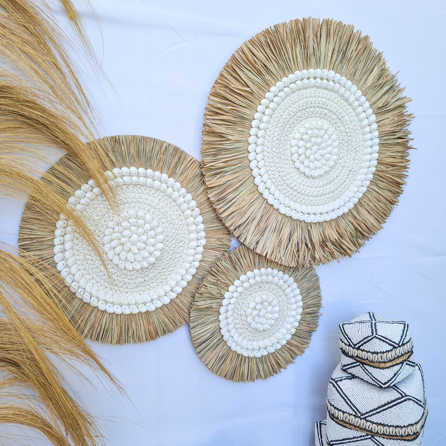 Juju rafia set 3 wall decor 30, 40, 50cm jujuhat eco decor wall hangings boho decor wall decoration wall basket macrame