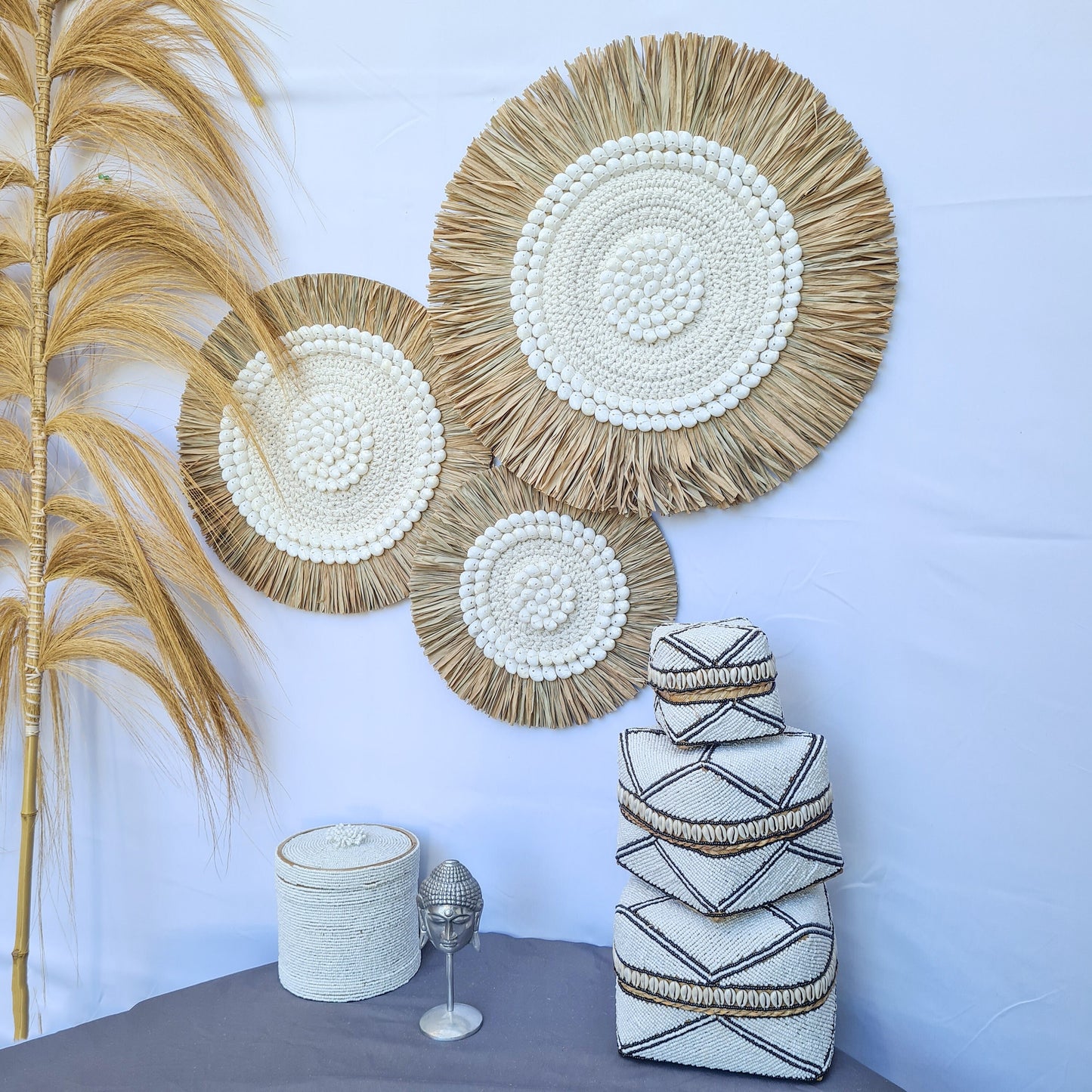 Juju rafia set 3 wall decor 30, 40, 50cm jujuhat eco decor wall hangings boho decor wall decoration wall basket macrame