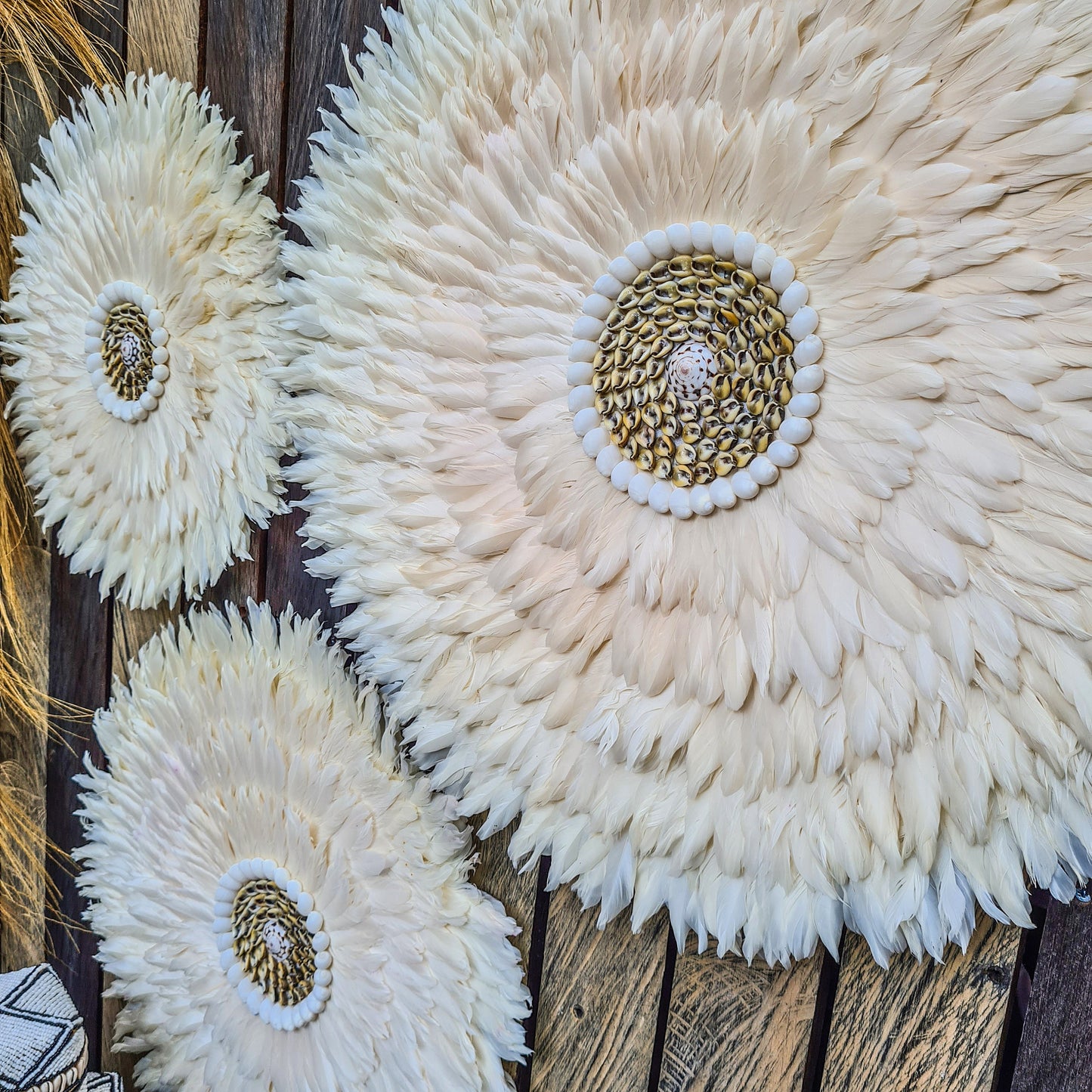 Cream yellow juju 40, 50, 60cm wall feather decor wall hangings wall baskets juju hat eco feather decoration boho decor wall installation