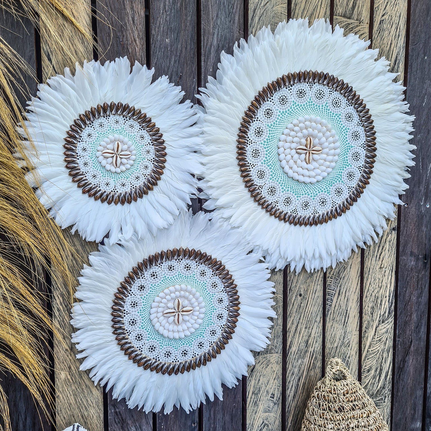 Juju set 30 40 50cm wall decor feather decoration wall hangings wall baskets jujuhat wall installation boho decor