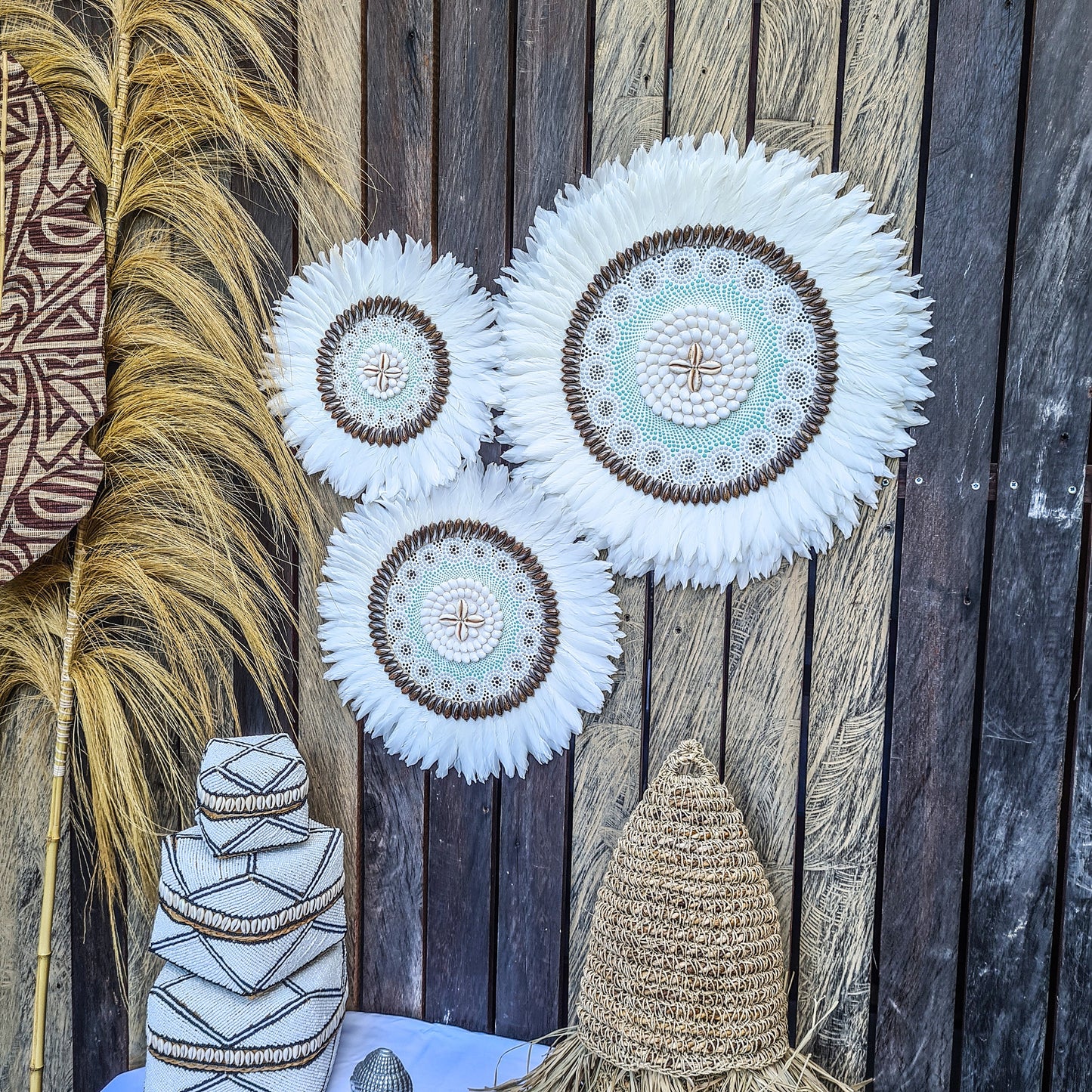 Juju set 30 40 50cm wall decor feather decoration wall hangings wall baskets jujuhat wall installation boho decor