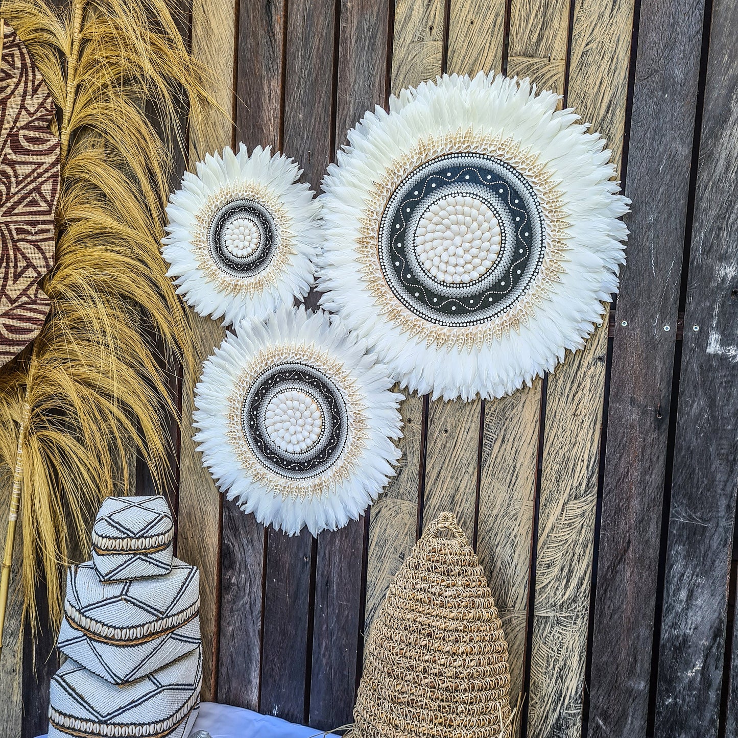 Juju set 30 40 50cm feather decoration wall decor wall hangings wall decals wall baskets jujuhat wall installation boho decor