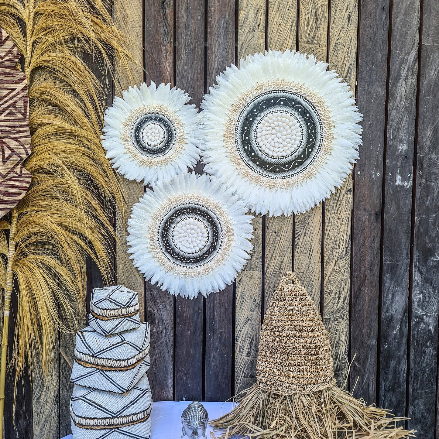 Juju set 30 40 50cm feather decoration wall decor wall hangings wall decals wall baskets jujuhat wall installation boho decor