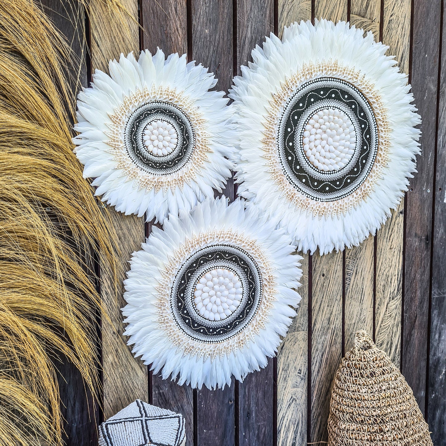 Juju set 30 40 50cm feather decoration wall decor wall hangings wall decals wall baskets jujuhat wall installation boho decor