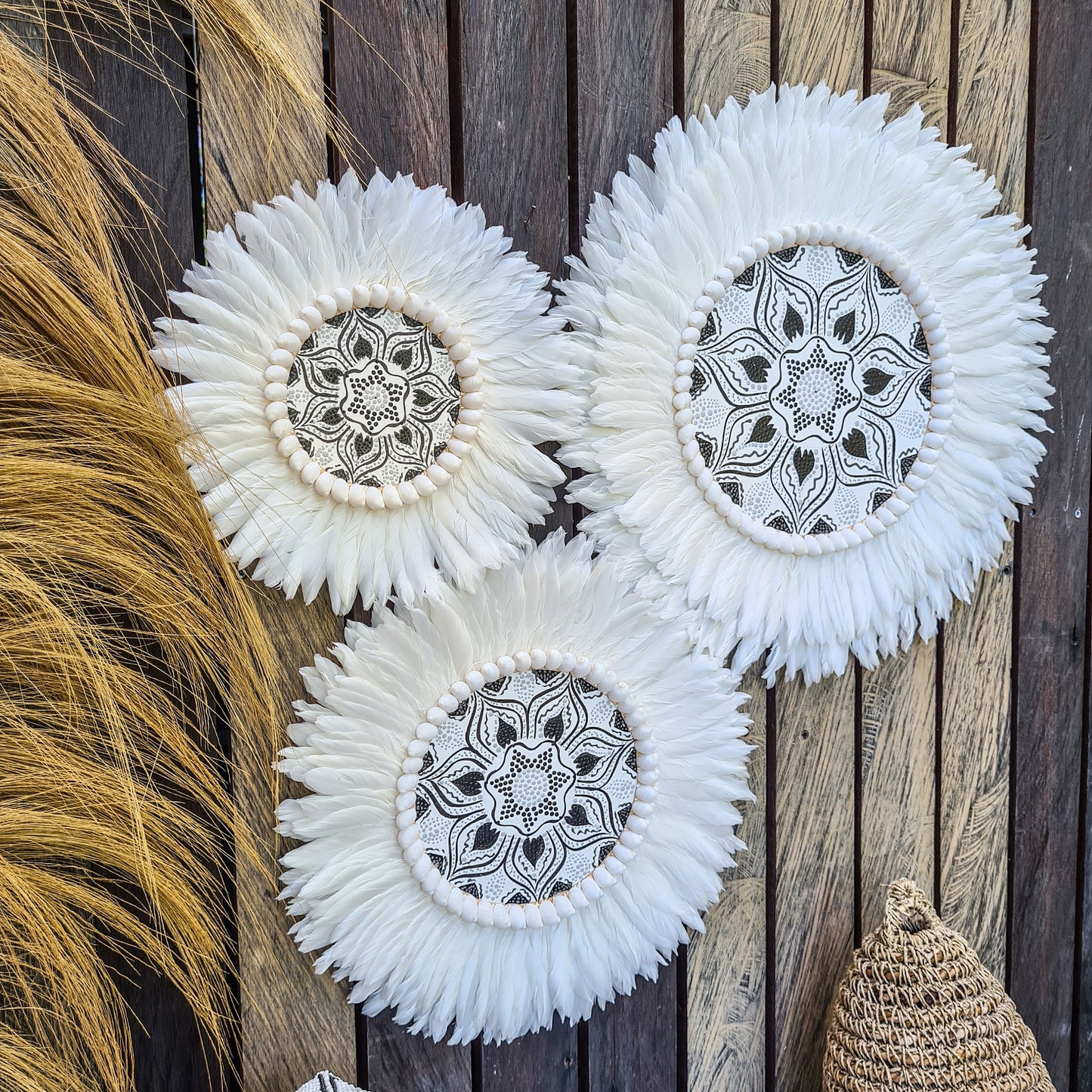 Juju set 30 40 50cm feather decoration wall decals wall decor wall hangings wall baskets jujuhat wall installation boho decor