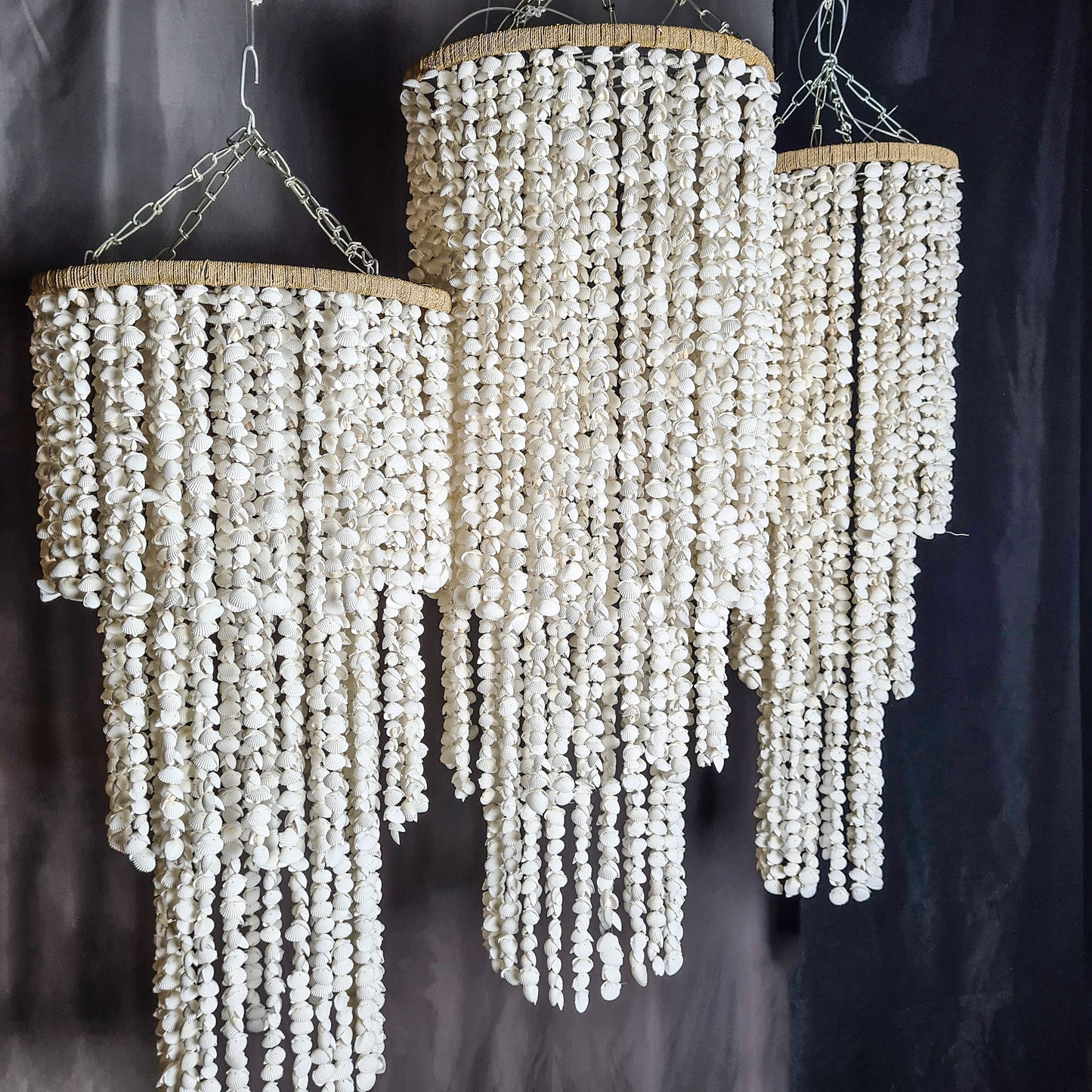 Shell lampshade pendant chandelier lamp boho decor seashells decoration lighting