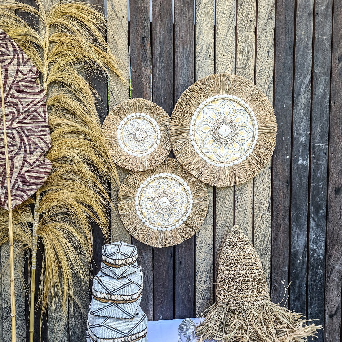 Wall juju 30 40 50cm yellow gray rafia decor wall installation wall hangings baskets boho decor wall decoration