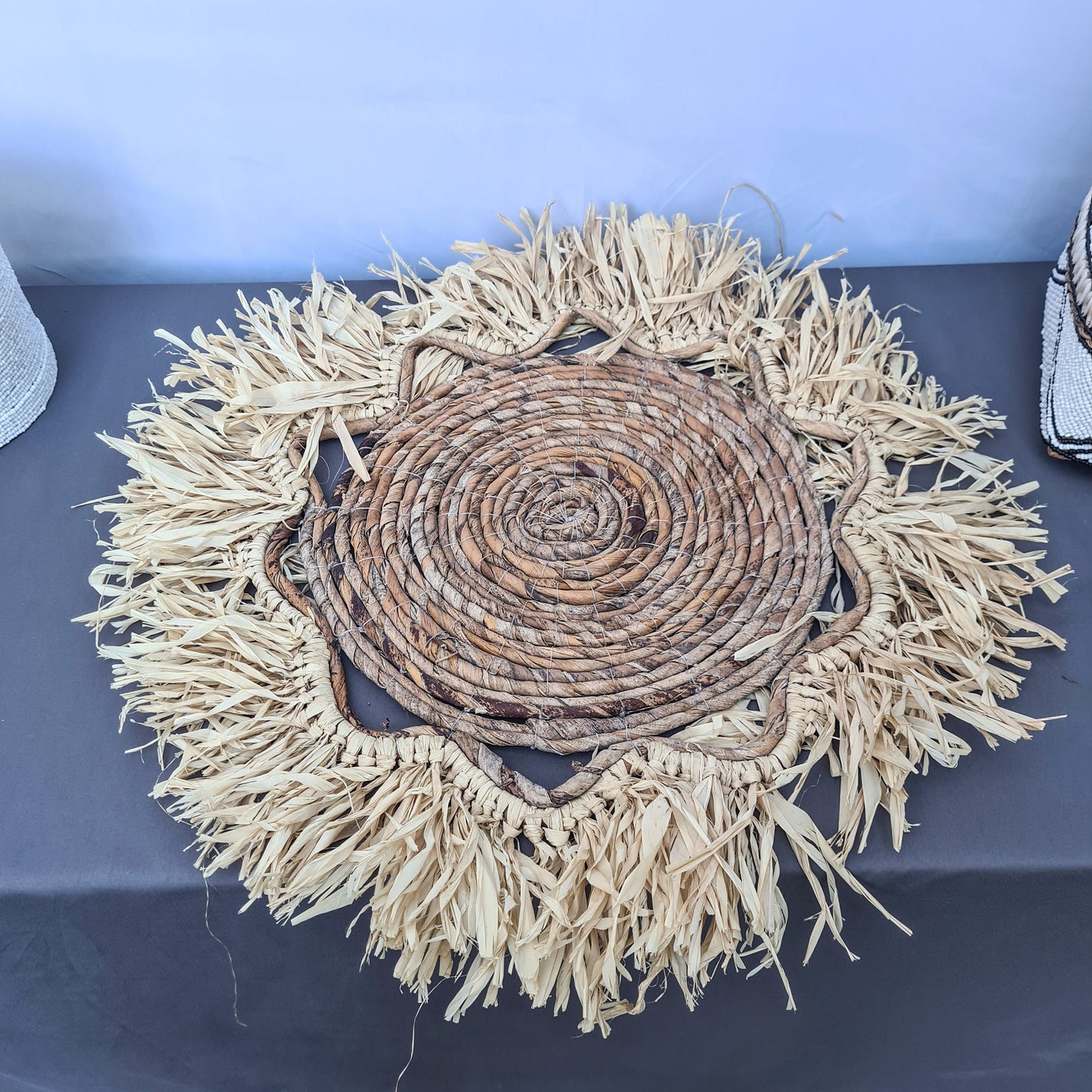 Wicker placemats napkin 40cm woven decor eco designe hand made banana leaf boho style bali style serviette overlay placemat