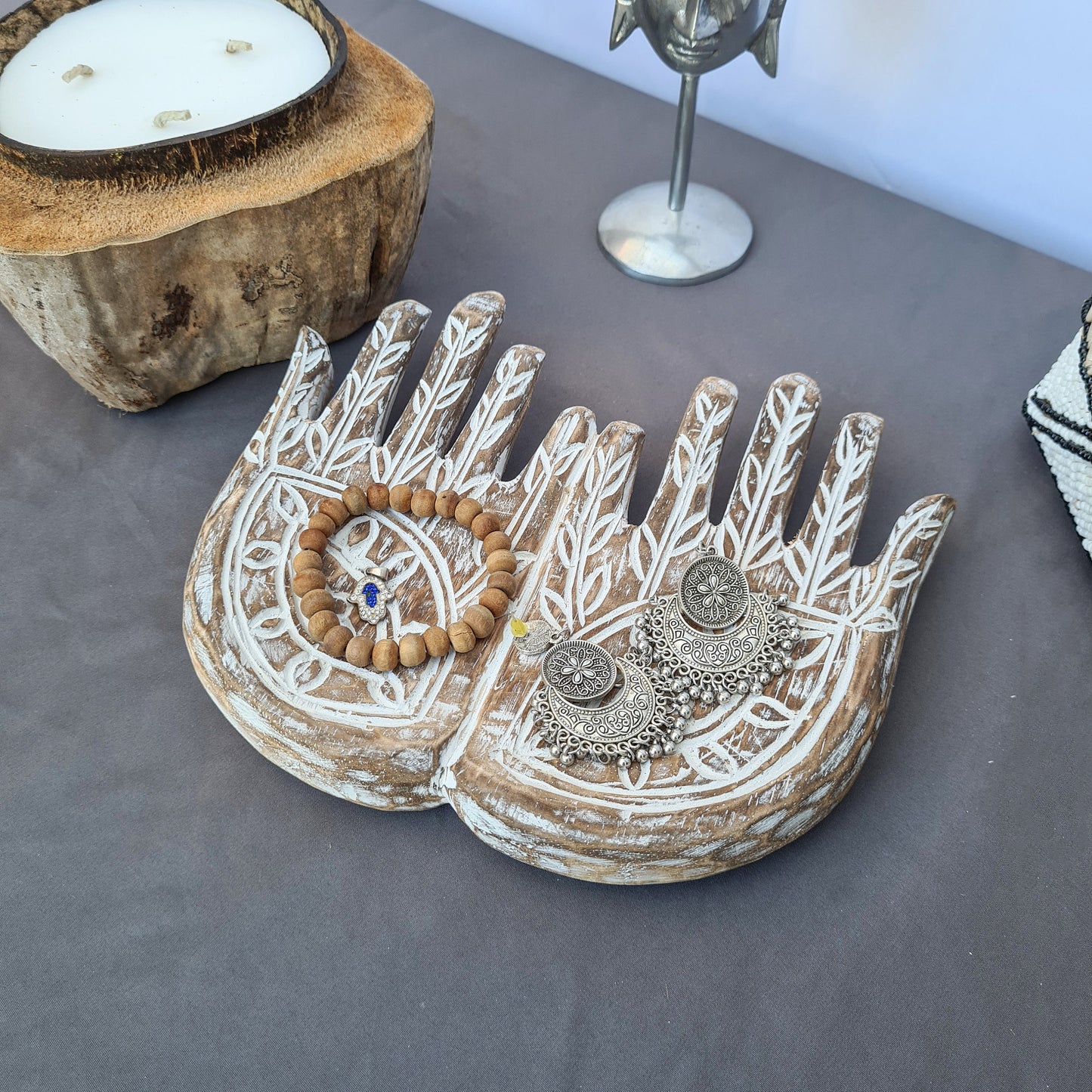 Soap dish or Jewelry holder or Ring holder dark wood hand made | jewelry dish place holder wood carving carved