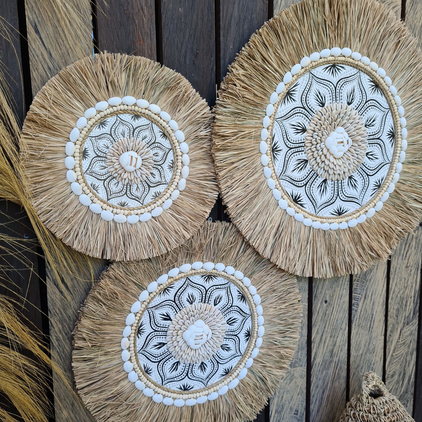 Wall juju 30 40 50cm gray black rafia decor wall installation wall hangings baskets boho decor wall decoration