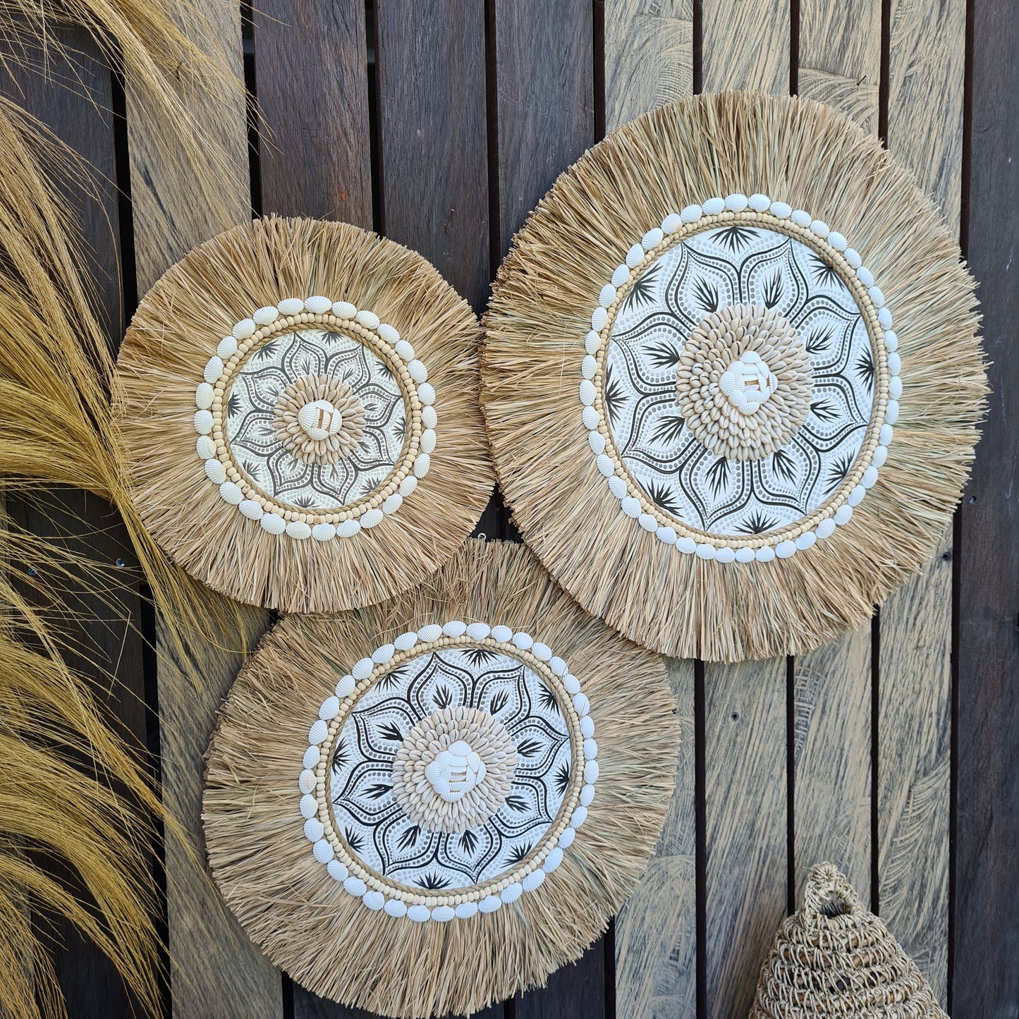 Wall juju 30 40 50cm gray black rafia decor wall installation wall hangings baskets boho decor wall decoration