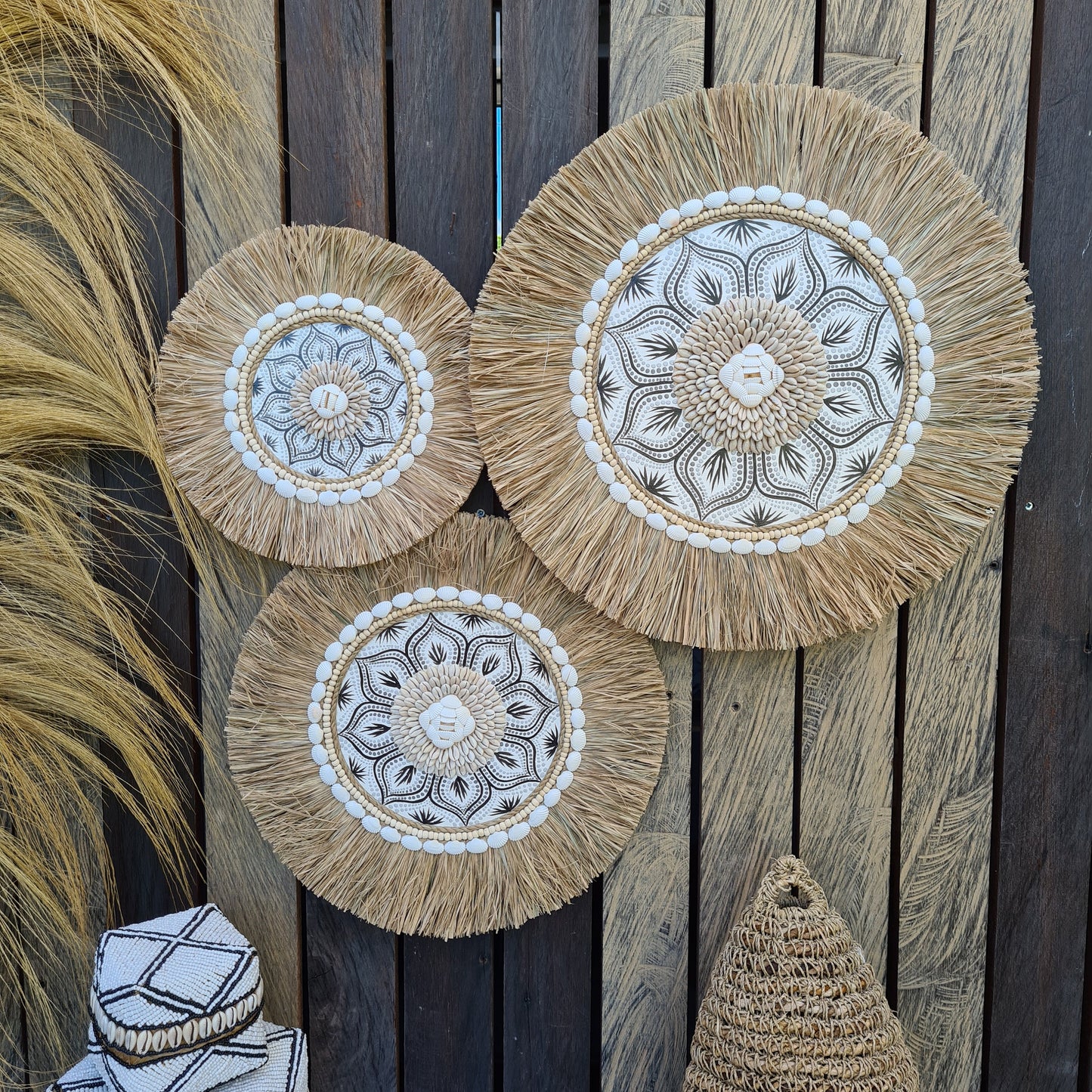 Wall juju 30 40 50cm gray black rafia decor wall installation wall hangings baskets boho decor wall decoration