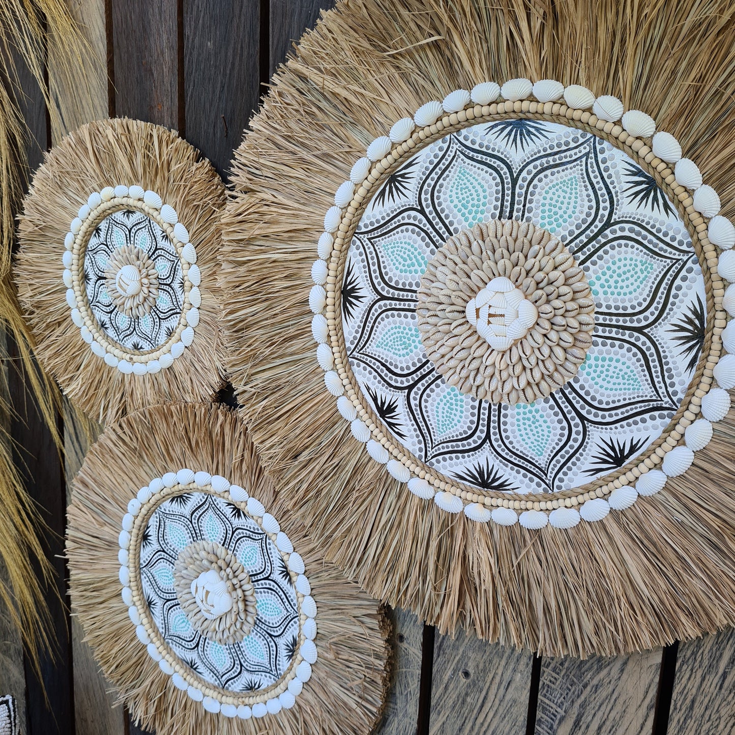 Wall juju 30 40 50cm blue black rafia decor wall installation wall hangings baskets boho decor wall decoration