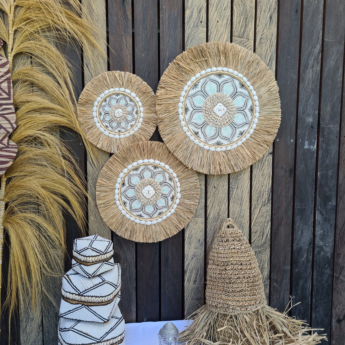 Wall juju 30 40 50cm blue black rafia decor wall installation wall hangings baskets boho decor wall decoration