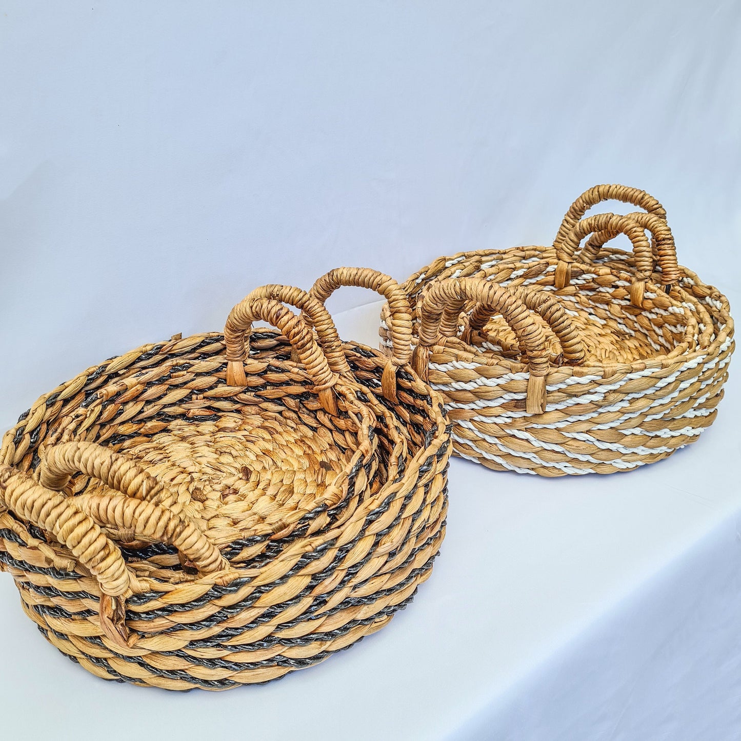 Eco wicker baskets set of 3 | water hyacinth basket for decoration home pad woven interior items