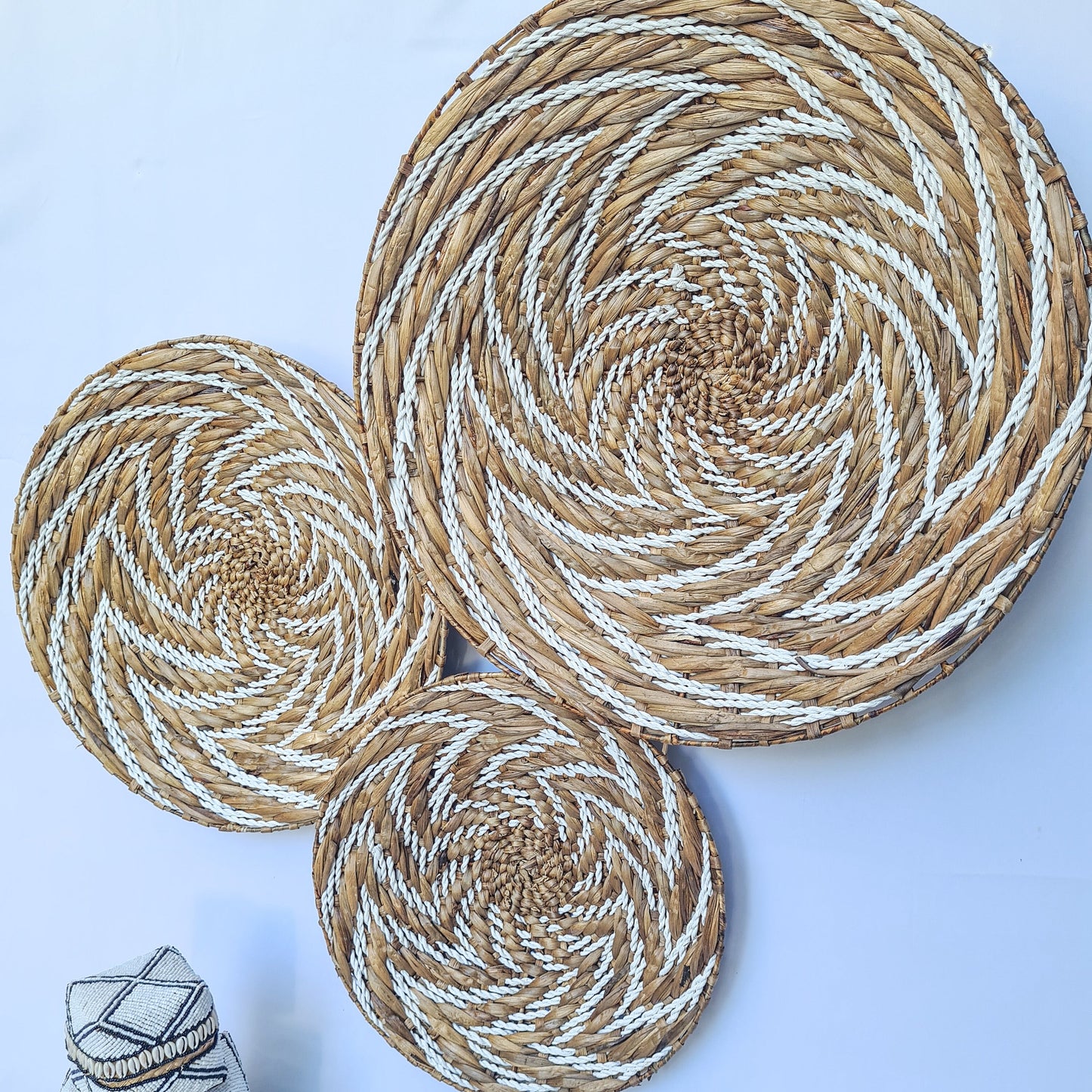 Wall decor basket 40 50 60cm water hyacinth organic decor wall installation wall hangings plates boho wicker wall decoration