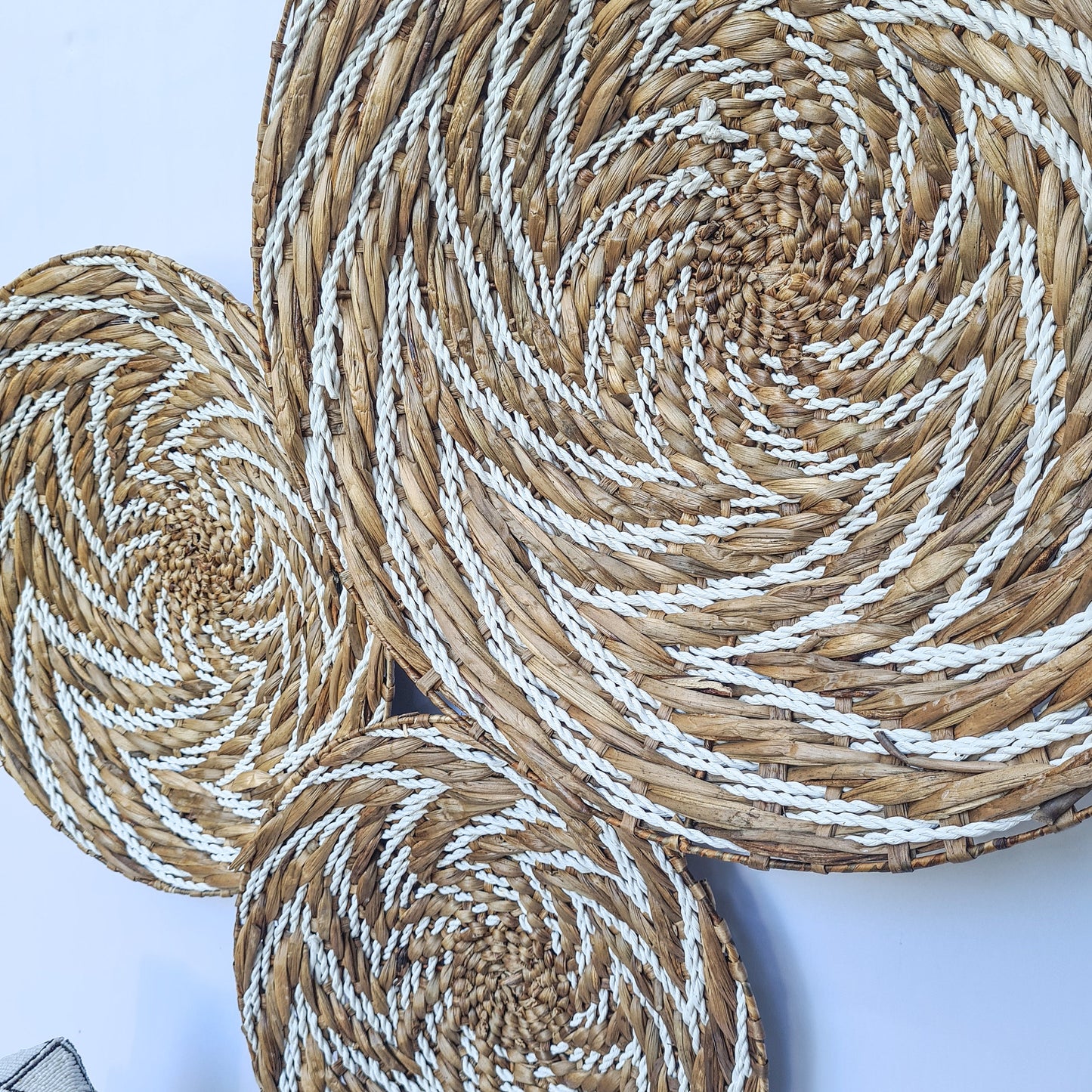 Wall decor basket 40 50 60cm water hyacinth organic decor wall installation wall hangings plates boho wicker wall decoration