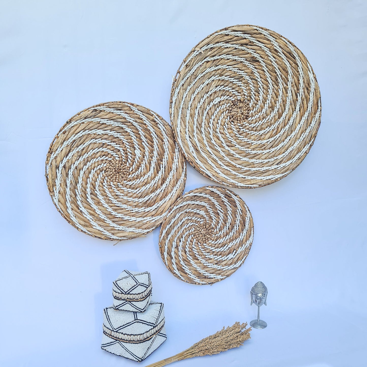 Wall decor basket 40 50 60cm wall decoration water hyacinth organic decor wall installation wall hangings plates boho wicker