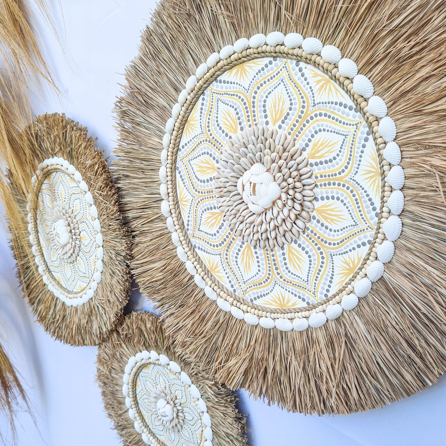 Wall juju 30 40 50cm yellow gray rafia decor wall installation wall hangings baskets boho decor wall decoration