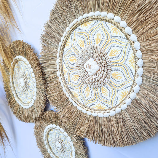 Wall juju 30 40 50cm yellow gray rafia decor wall installation wall hangings baskets boho decor wall decoration