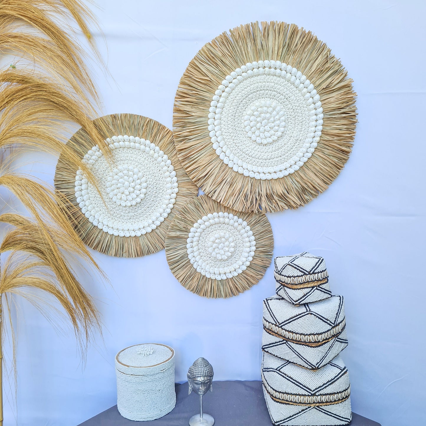 Juju rafia set 3 wall decor 30, 40, 50cm jujuhat eco decor wall hangings boho decor wall decoration wall basket macrame