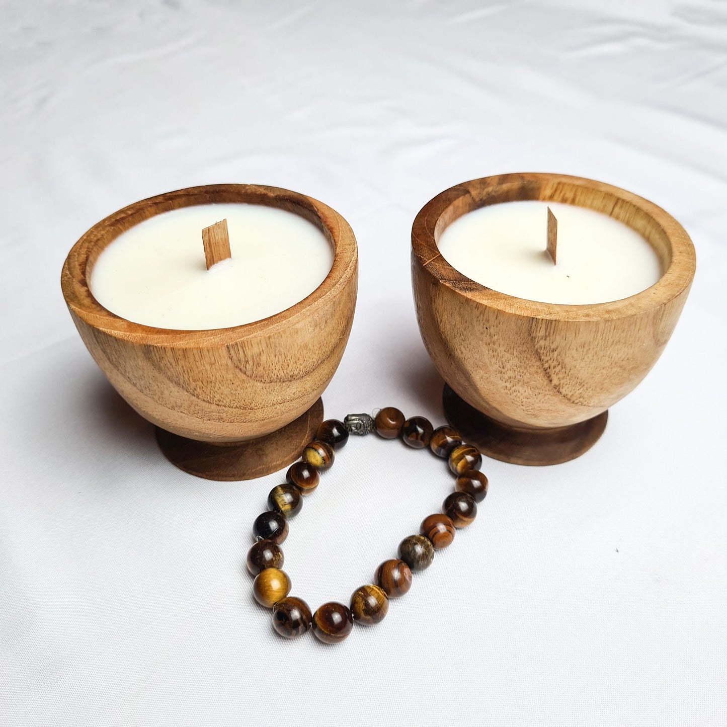 Teak wood candle aroma aromatherapy candles hand made eco wax soy coconut palm organic