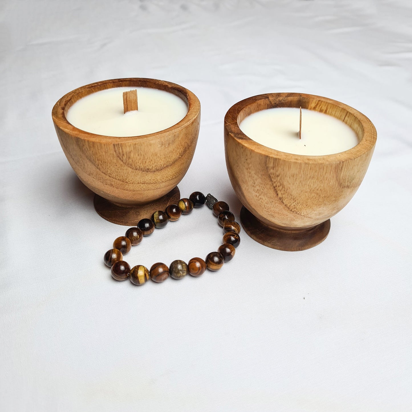 Teak wood candle aroma aromatherapy candles hand made eco wax soy coconut palm organic