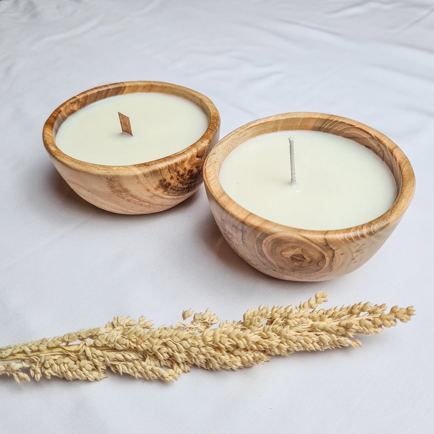 Teak wood bowl candle hand made aroma aromatherapy candles hand made eco wax soy coconut palm organic